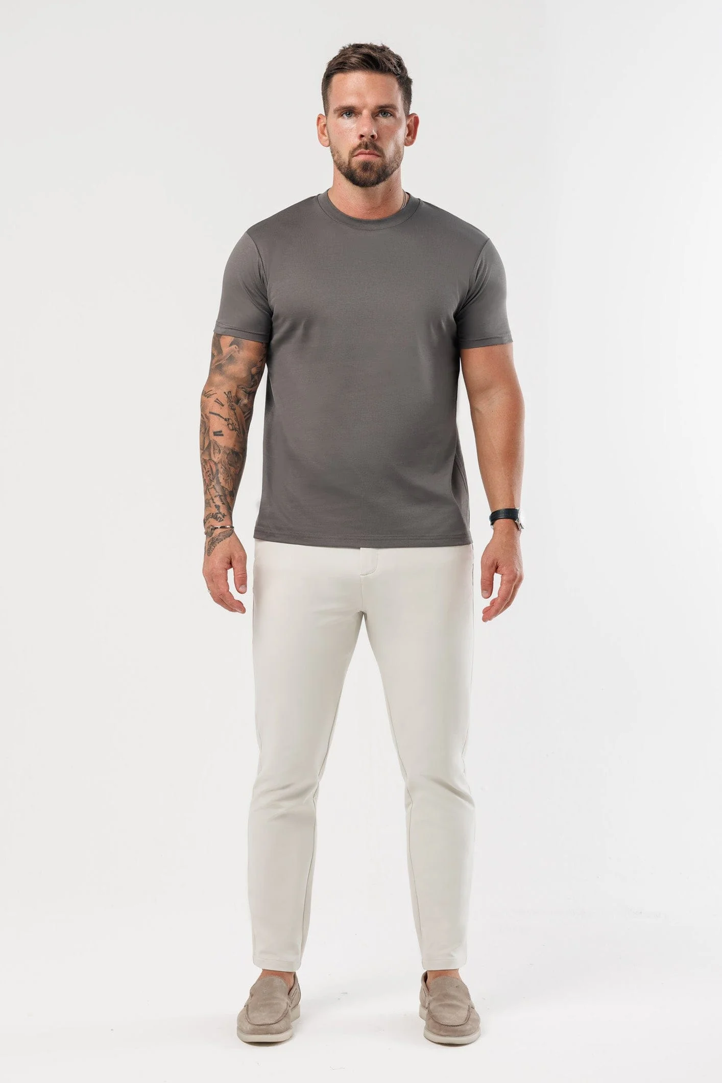 LUXE MERCERISED T-SHIRT - GREY - Image 2