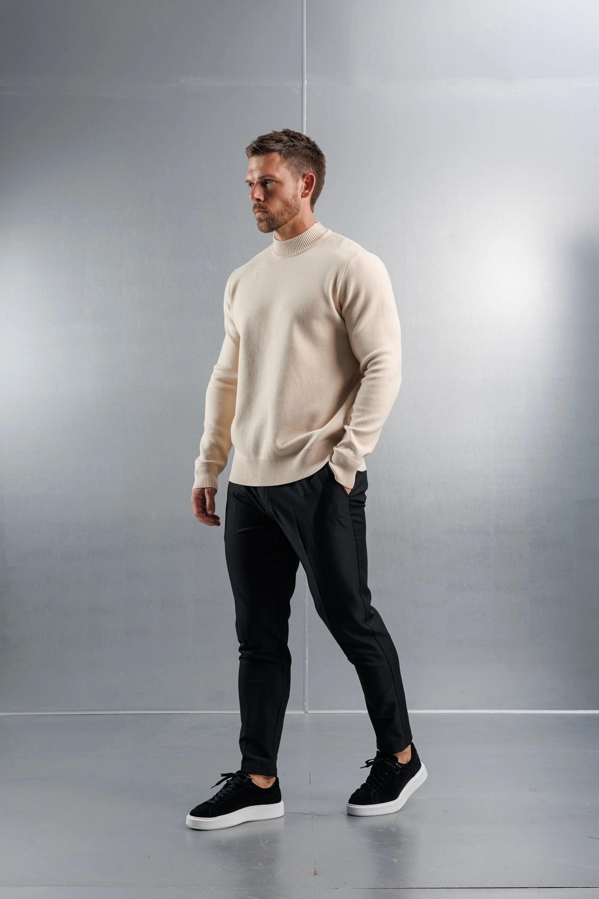 MOCK NECK SWEATER - CREME - Image 3