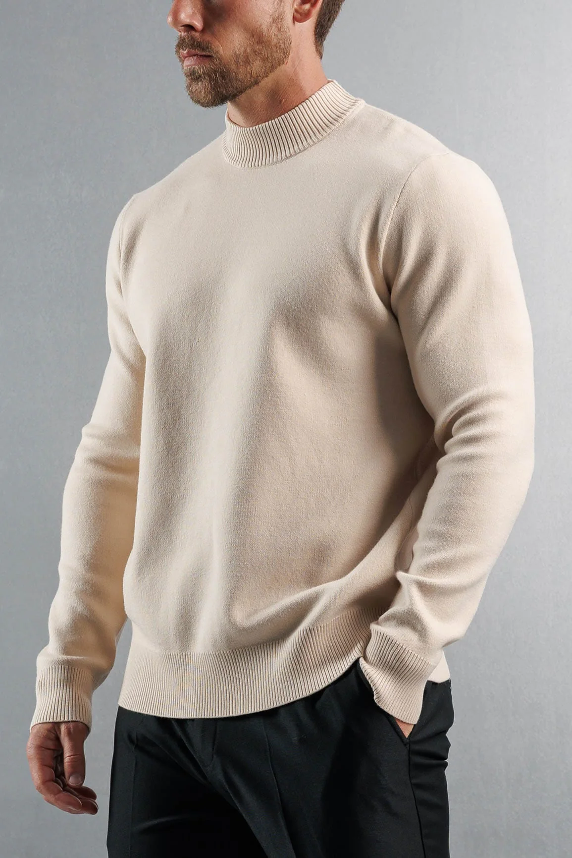 MOCK NECK SWEATER - CREME - Image 4