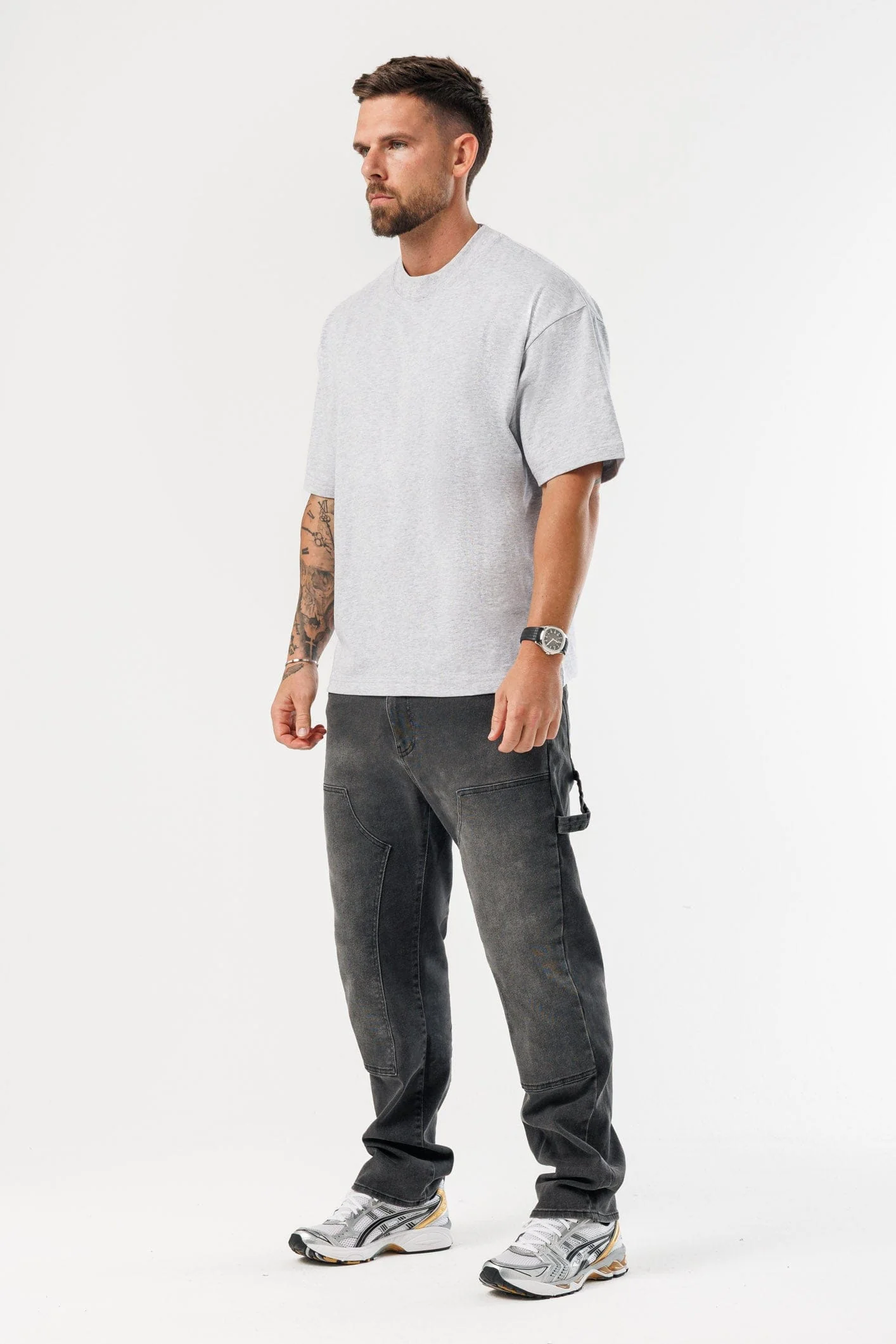 OVERSIZED T-SHIRT - GREY MARL - Image 8