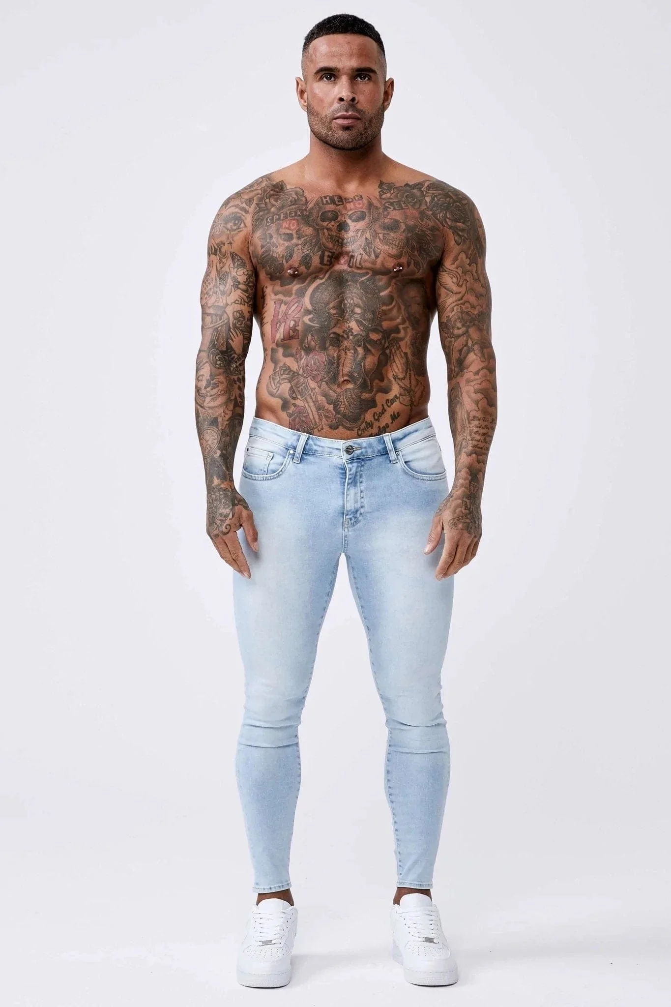 SKINNY FIT JEANS - PALE BLUE WASH - Image 2