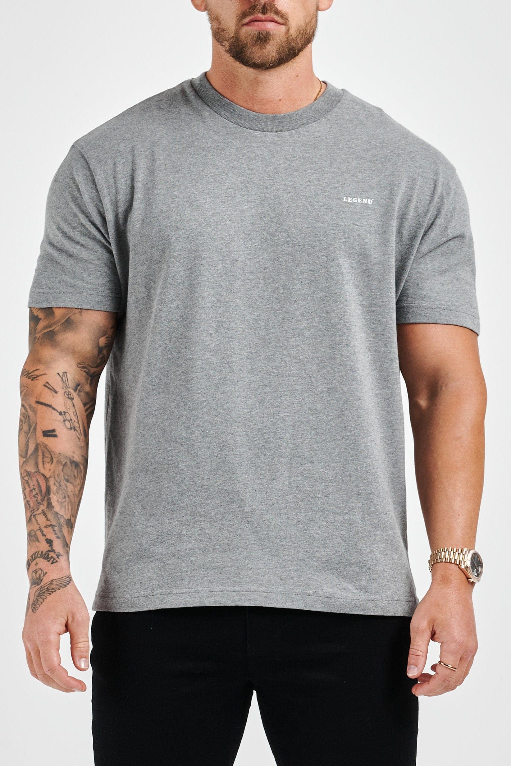 PREMIUM BASICS T-SHIRT (NO LOGO) - DARK GREY MARL