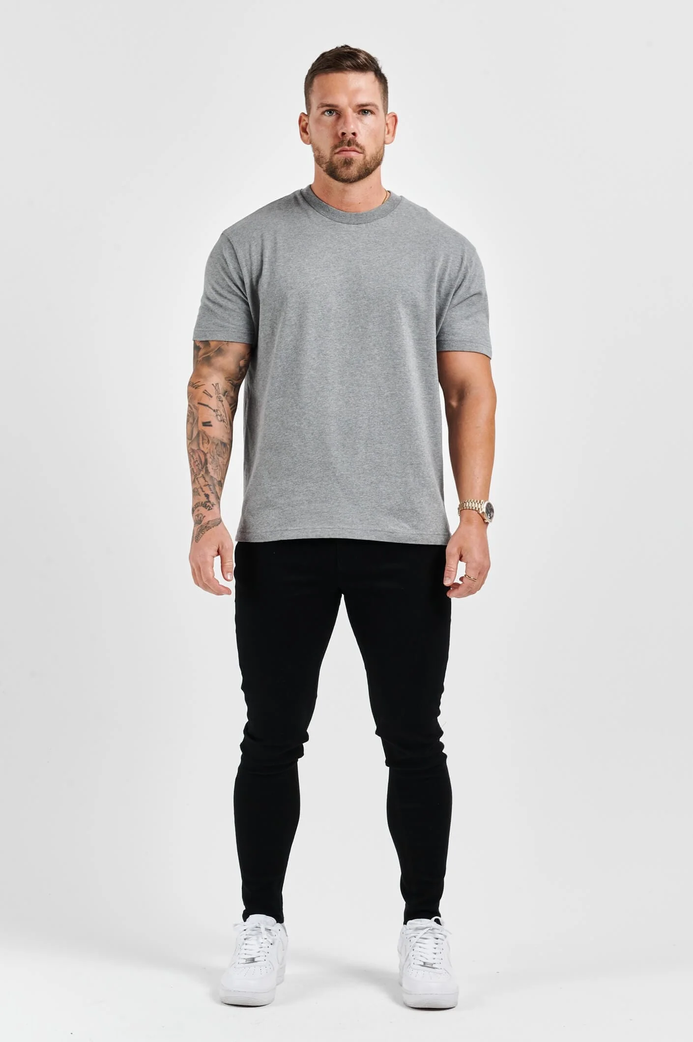 PREMIUM BASICS T-SHIRT (NO LOGO) - DARK GREY MARL - Image 3