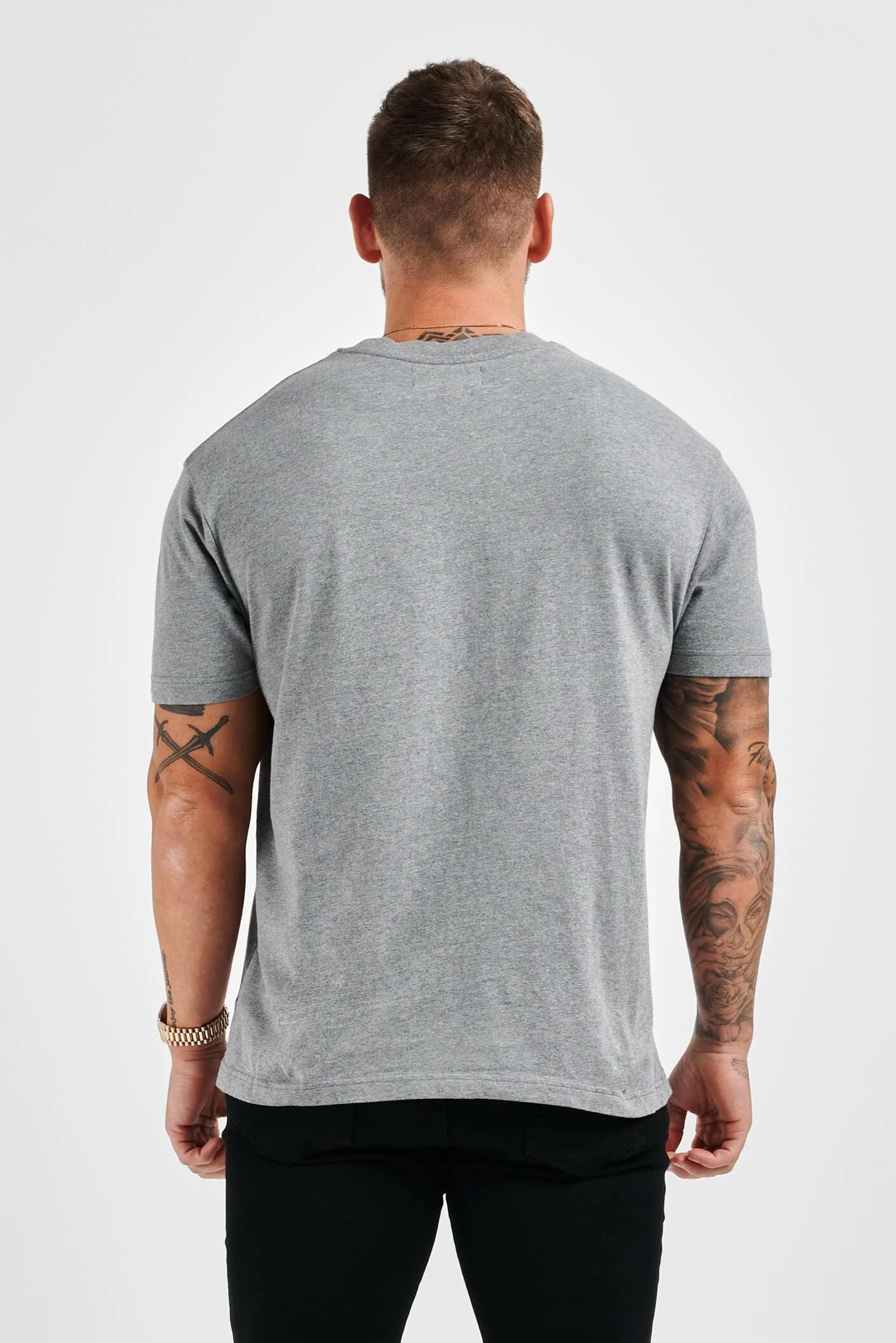 PREMIUM BASICS T-SHIRT (NO LOGO) - DARK GREY MARL - Image 6