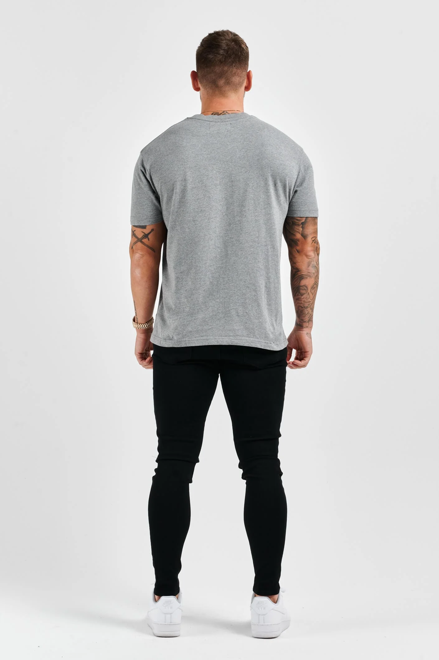 PREMIUM BASICS T-SHIRT (NO LOGO) - DARK GREY MARL - Image 7
