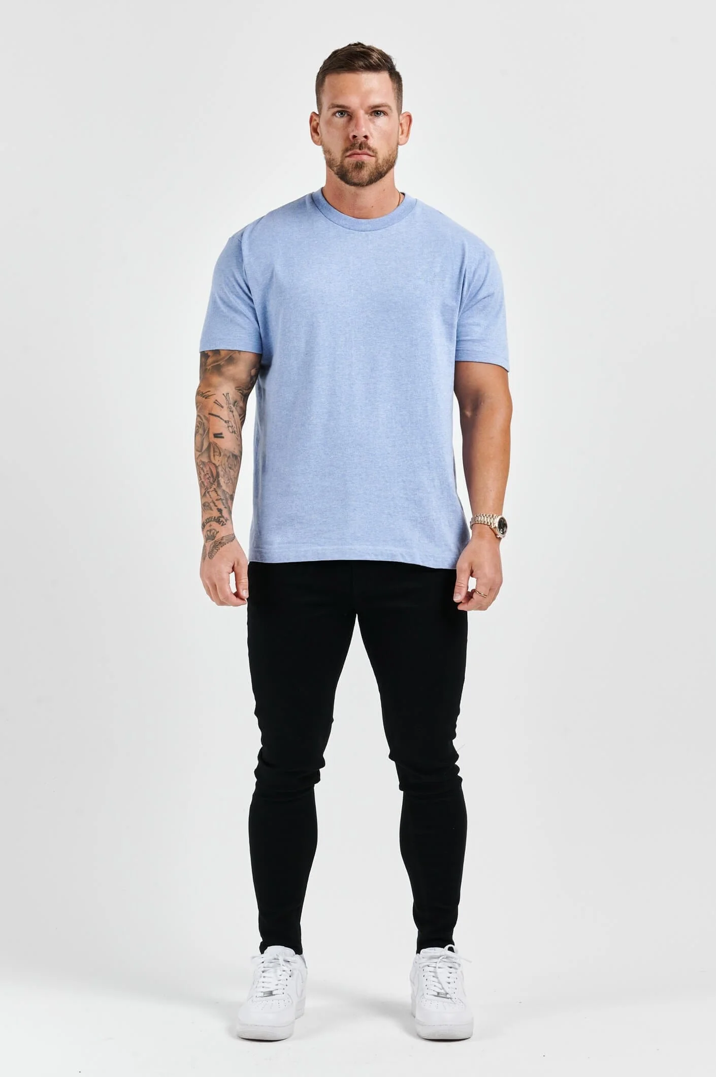 PREMIUM BASICS T-SHIRT - LIGHT BLUE MARL - Image 3