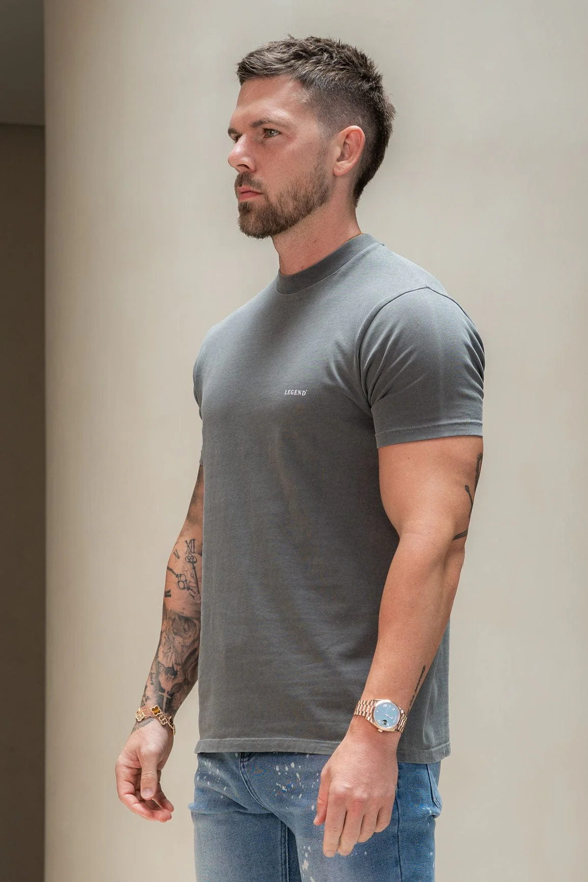 PREMIUM BASICS T-SHIRT - VINTAGE GREY - Image 4