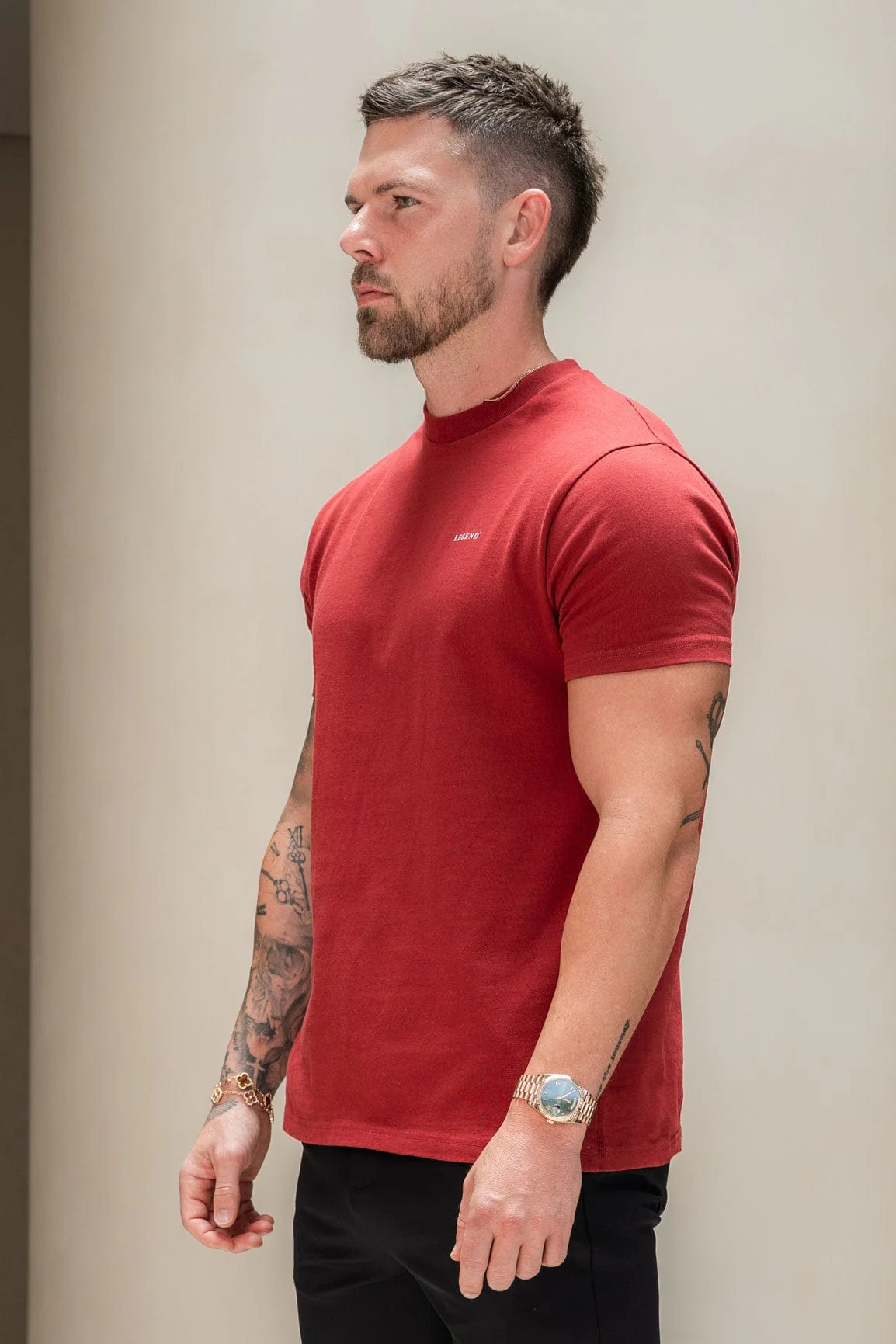 PREMIUM BASICS T-SHIRT - BURGUNDY - Image 4