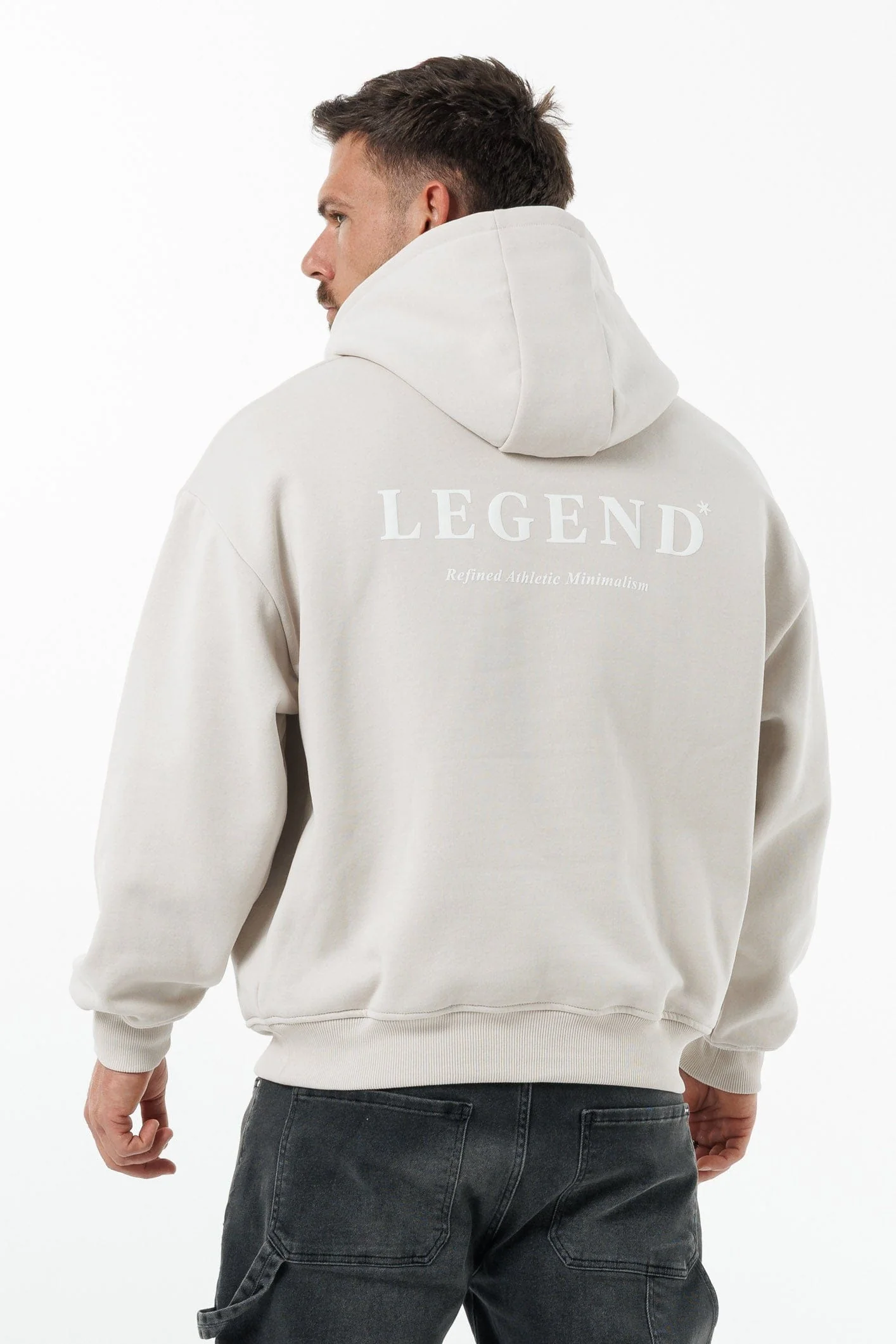 PRINT HOODIE - BEIGE