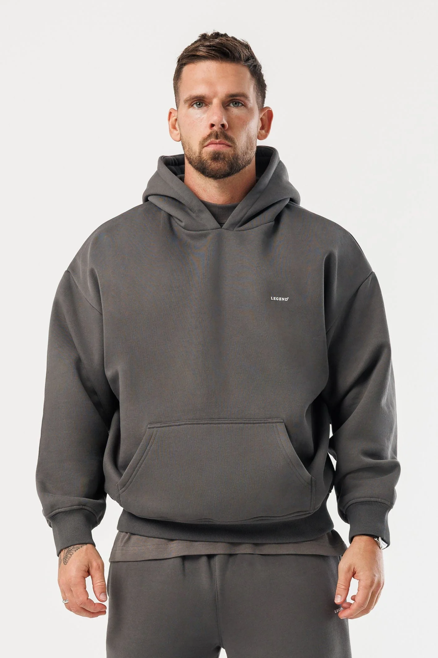 PRINT HOODIE - DARK GREY - Image 3