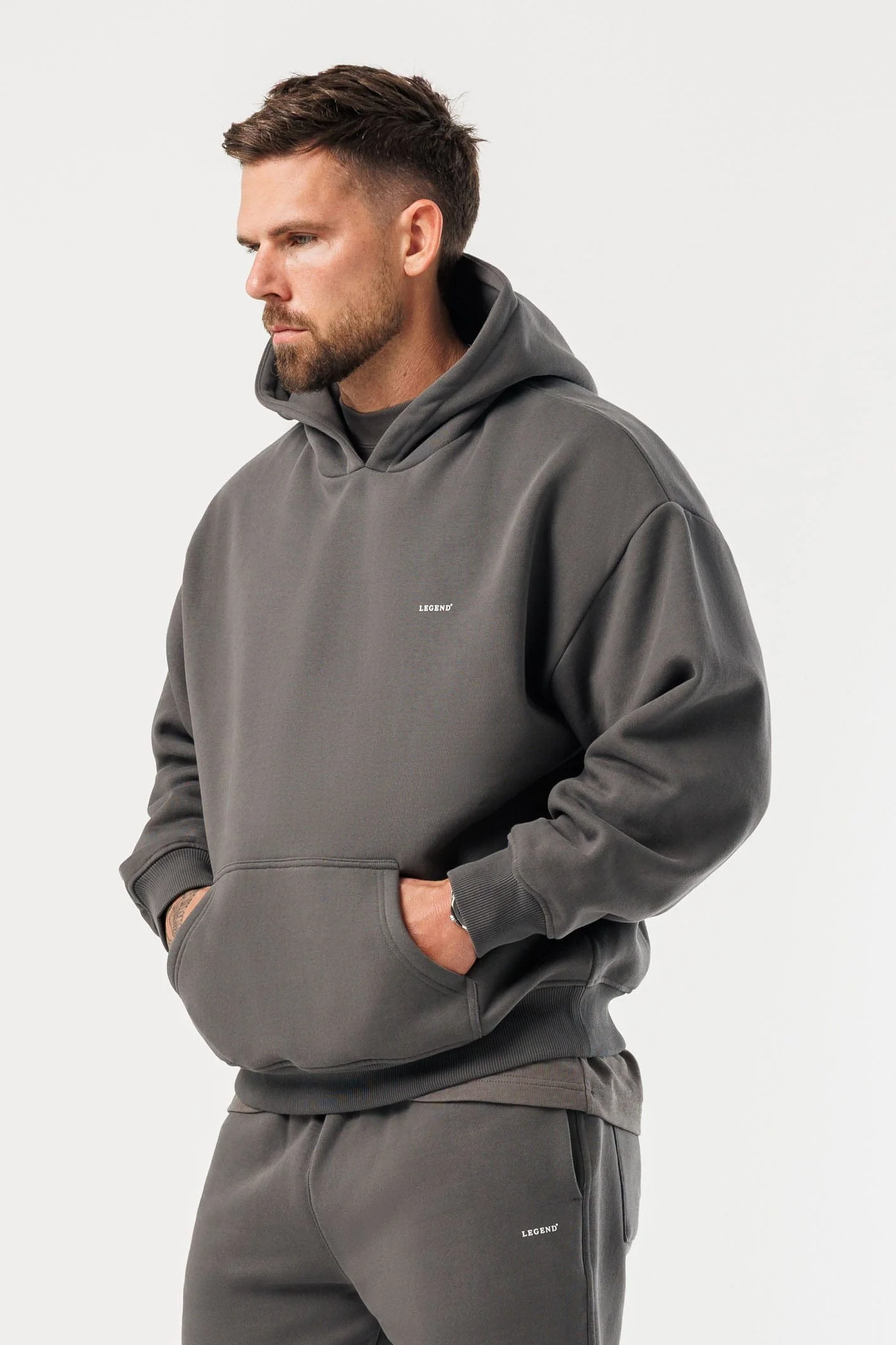 PRINT HOODIE - DARK GREY - Image 5