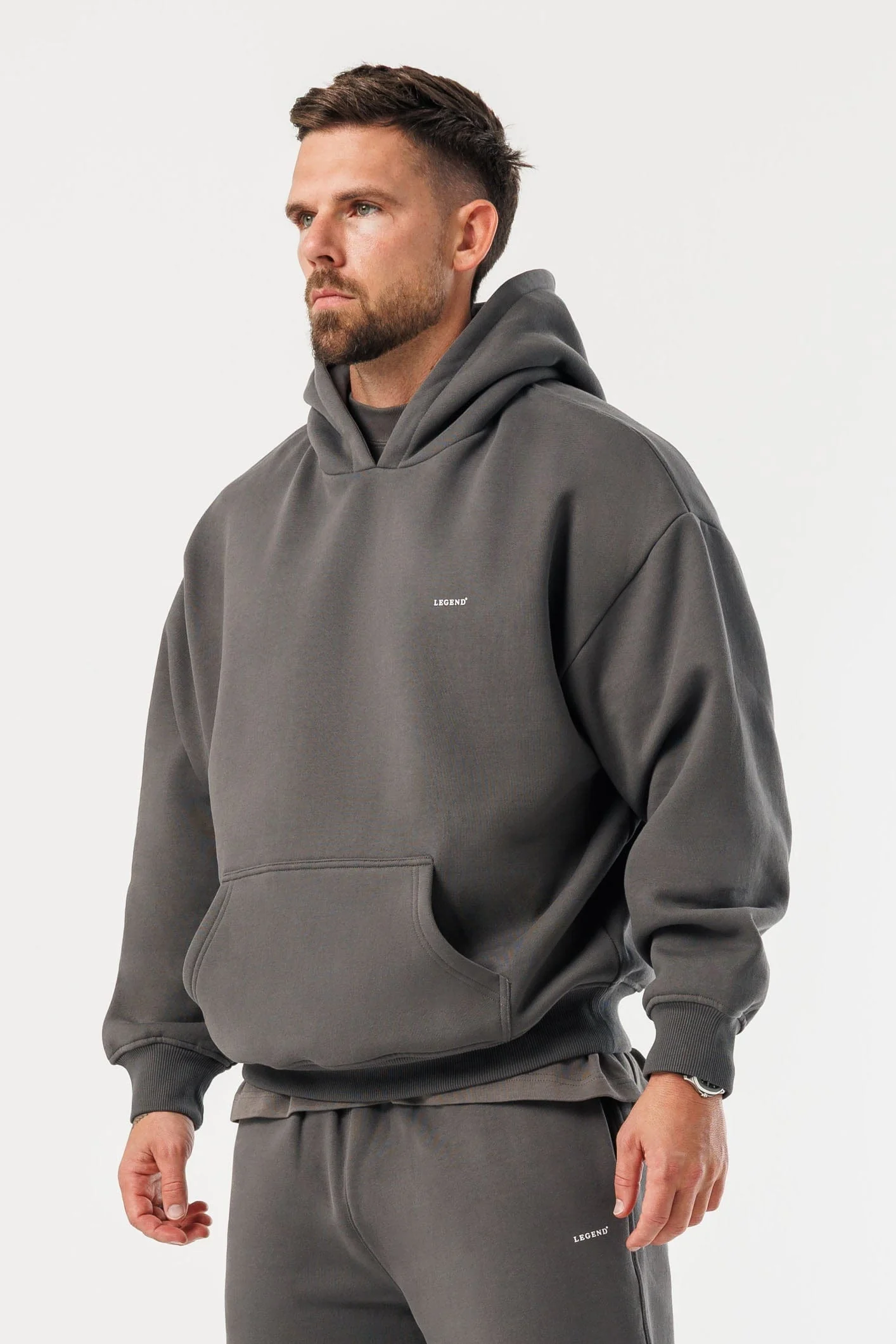 PRINT HOODIE - DARK GREY - Image 6