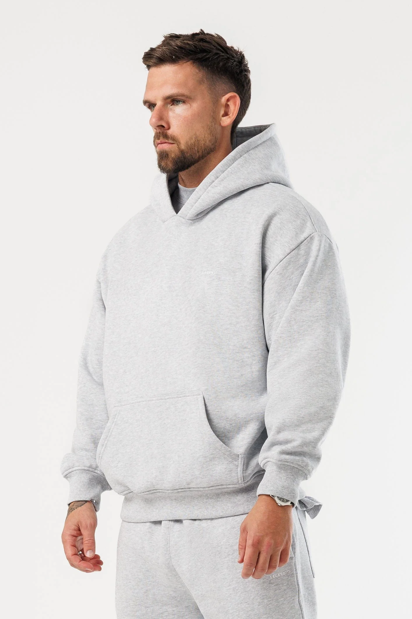 PRINT HOODIE - GREY MARL - Image 5