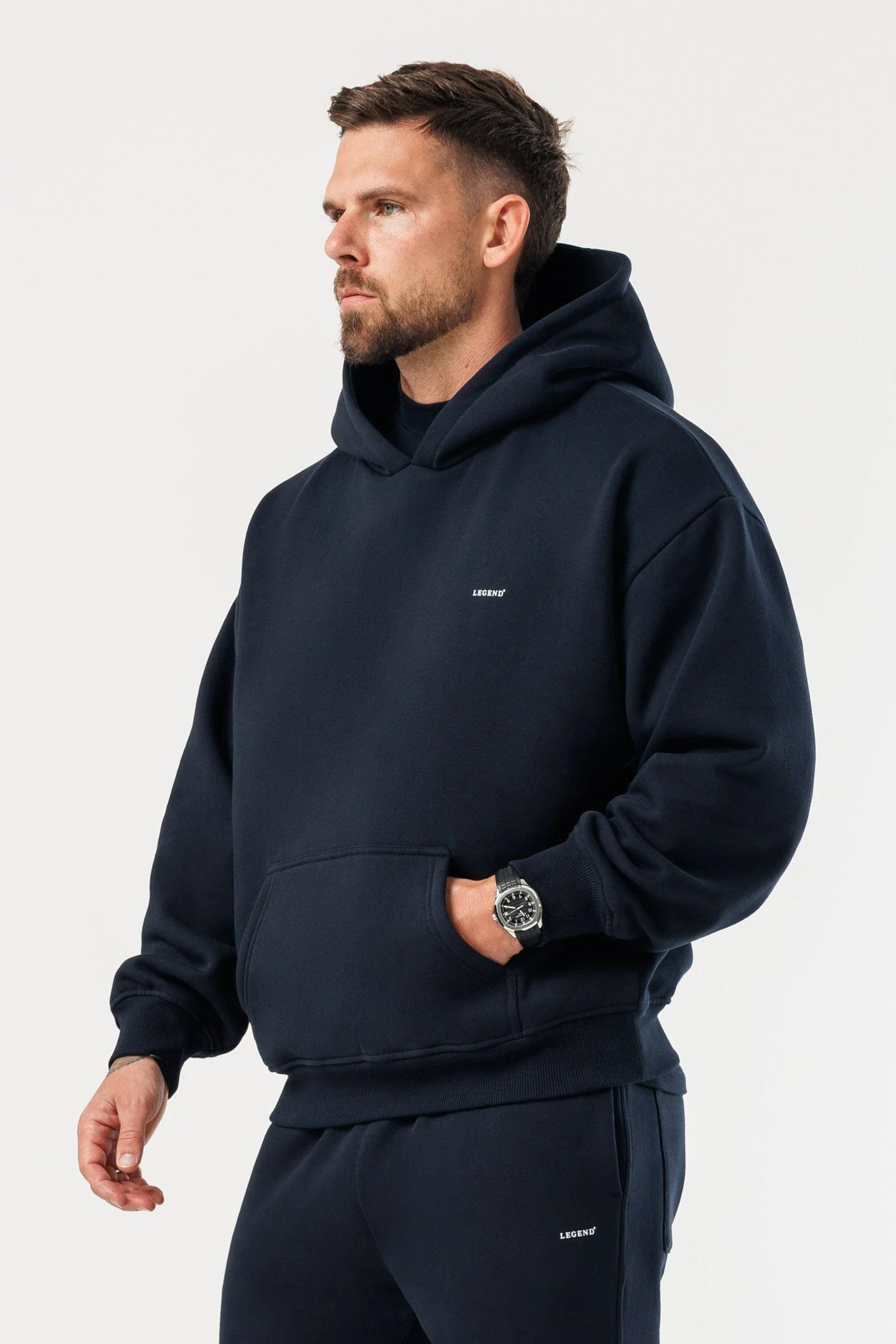 PRINT HOODIE - NAVY - Image 4