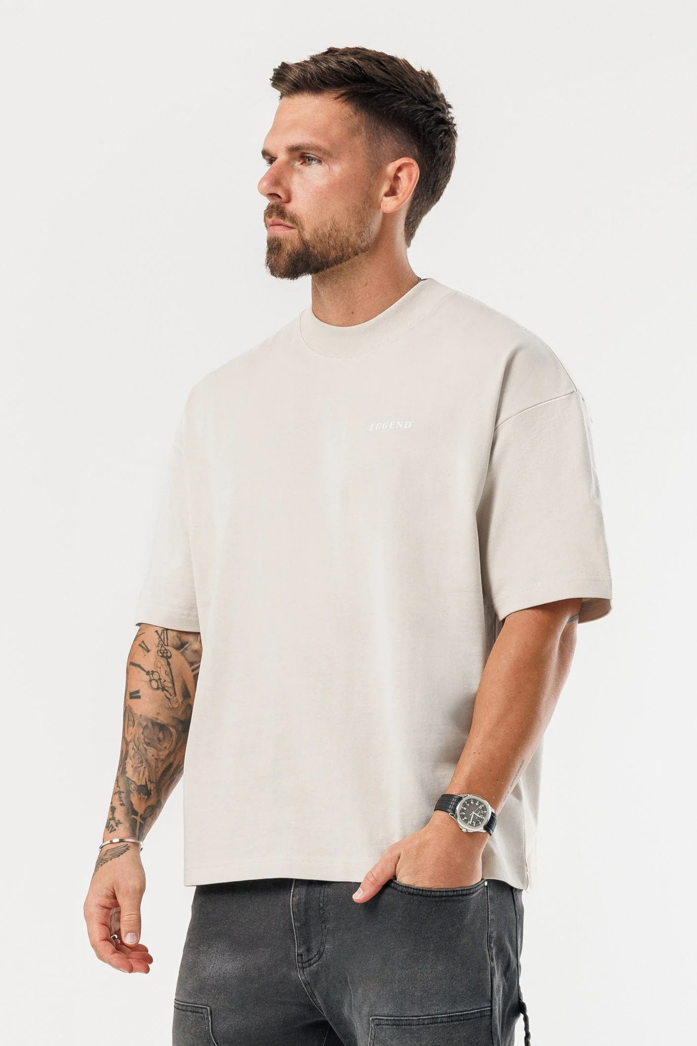 PRINT OVERSIZED T-SHIRT - BEIGE - Image 4