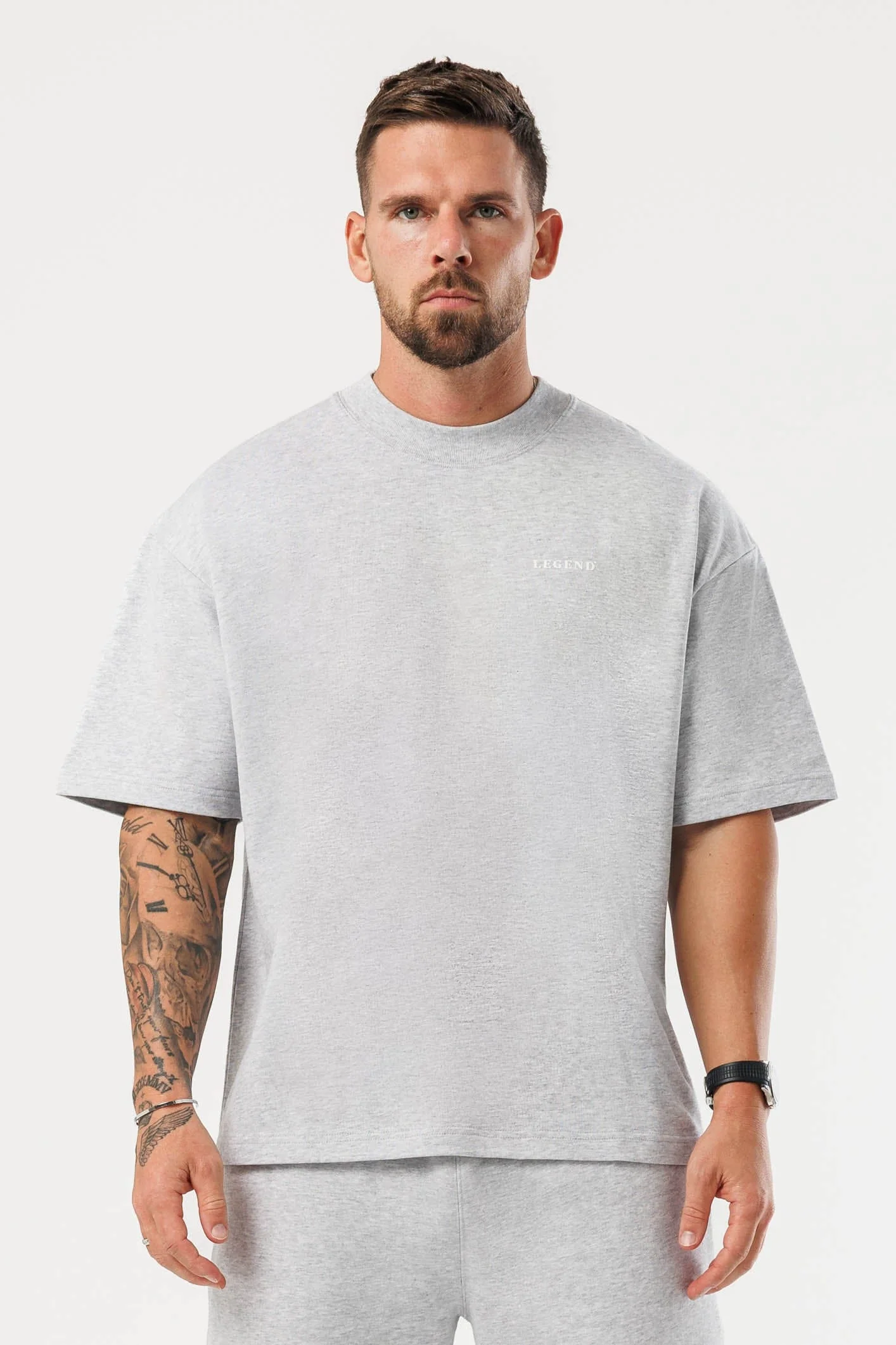 PRINT OVERSIZED T-SHIRT - GREY MARL - Image 4