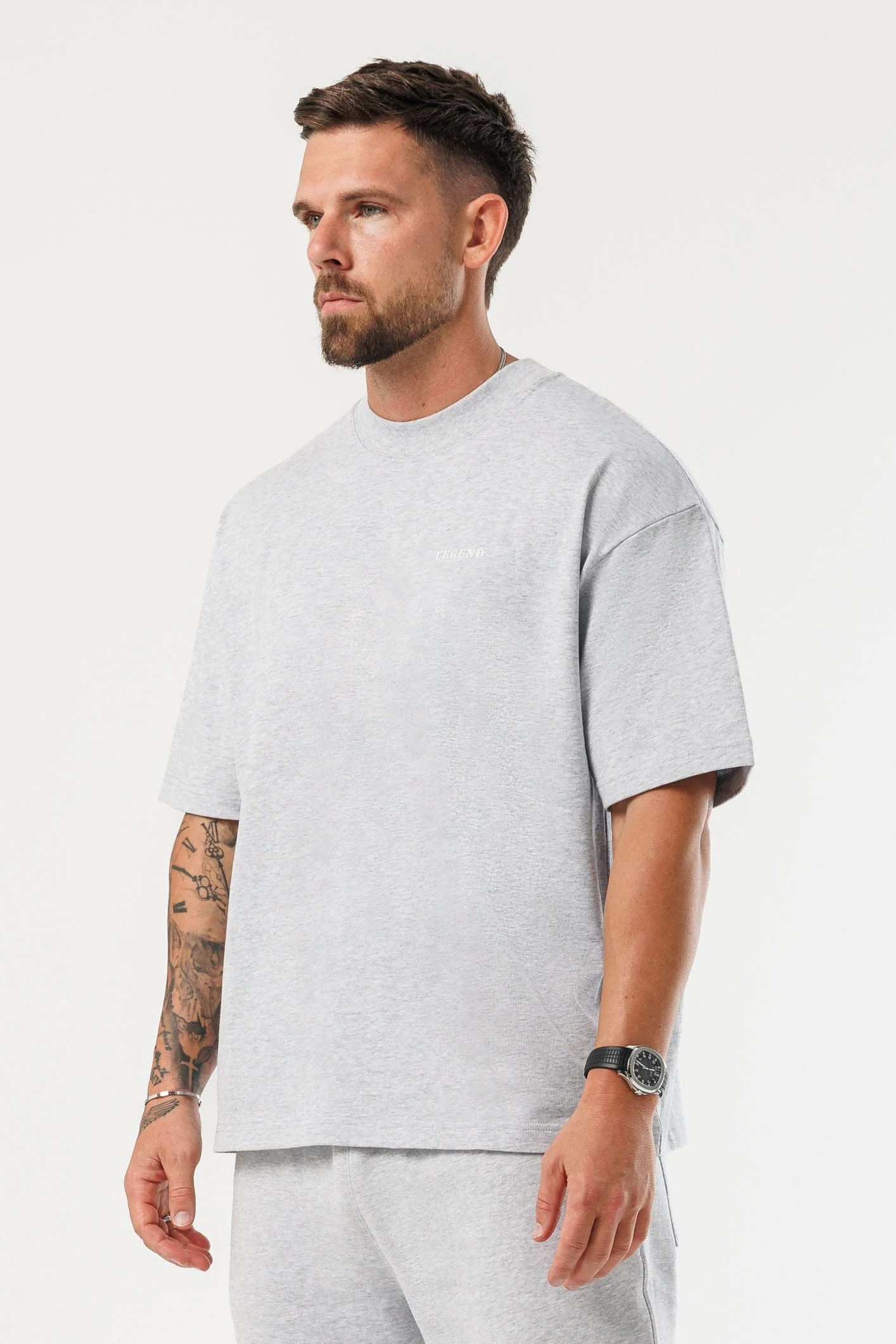 PRINT OVERSIZED T-SHIRT - GREY MARL - Image 6