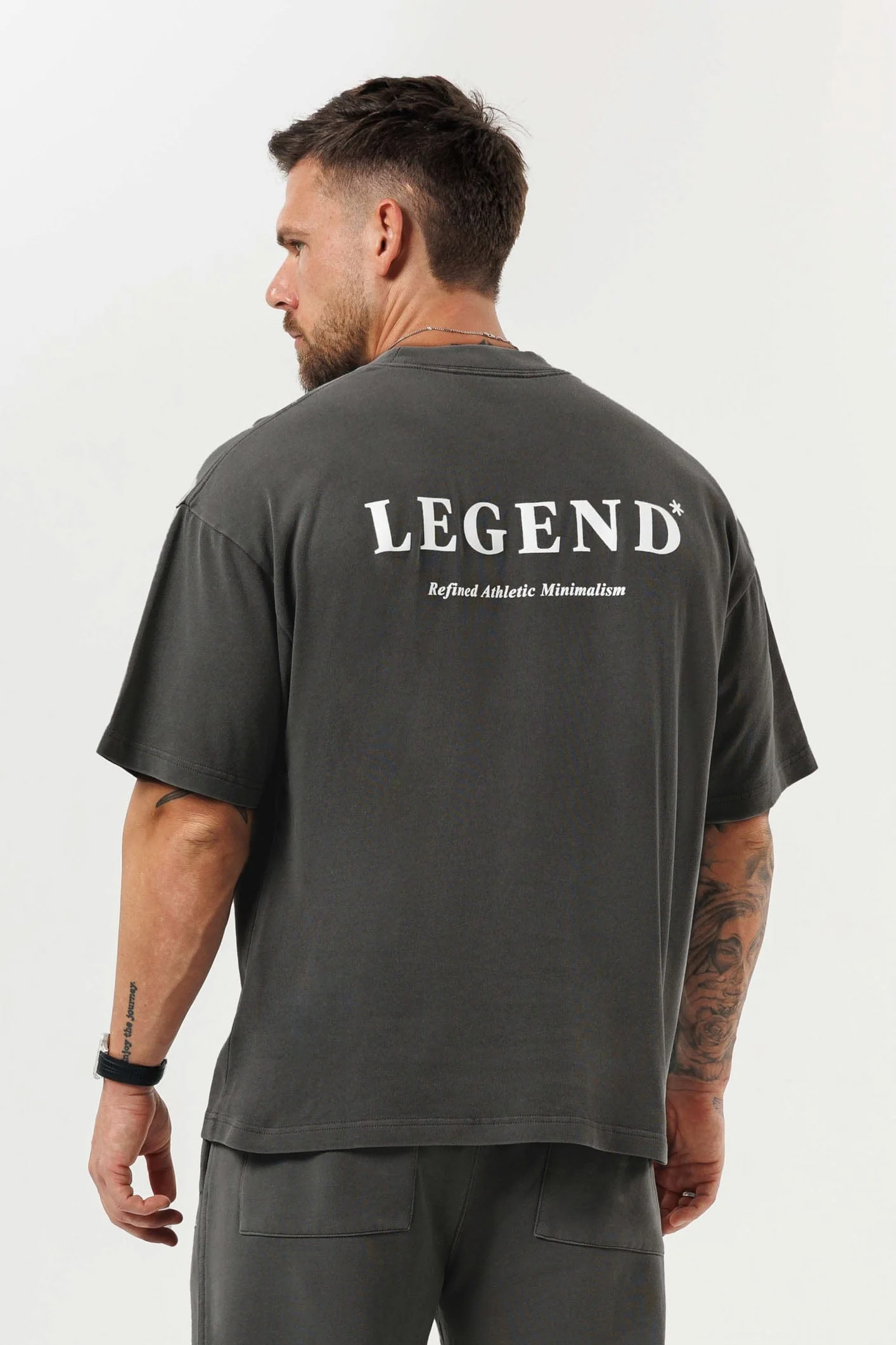 PRINT OVERSIZED T-SHIRT - GUN METAL