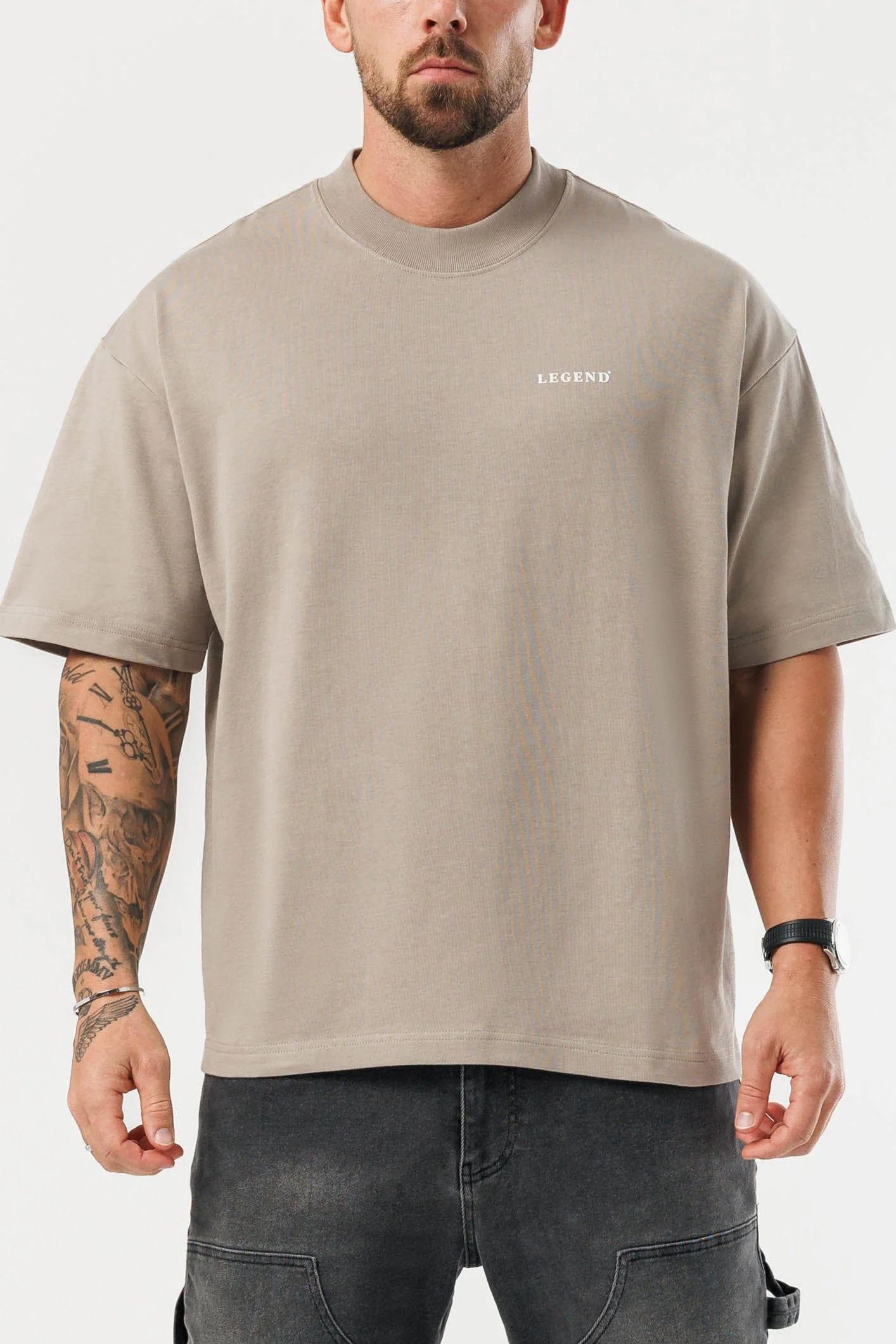 PRINT OVERSIZED T-SHIRT - VINTAGE KHAKI - Image 3