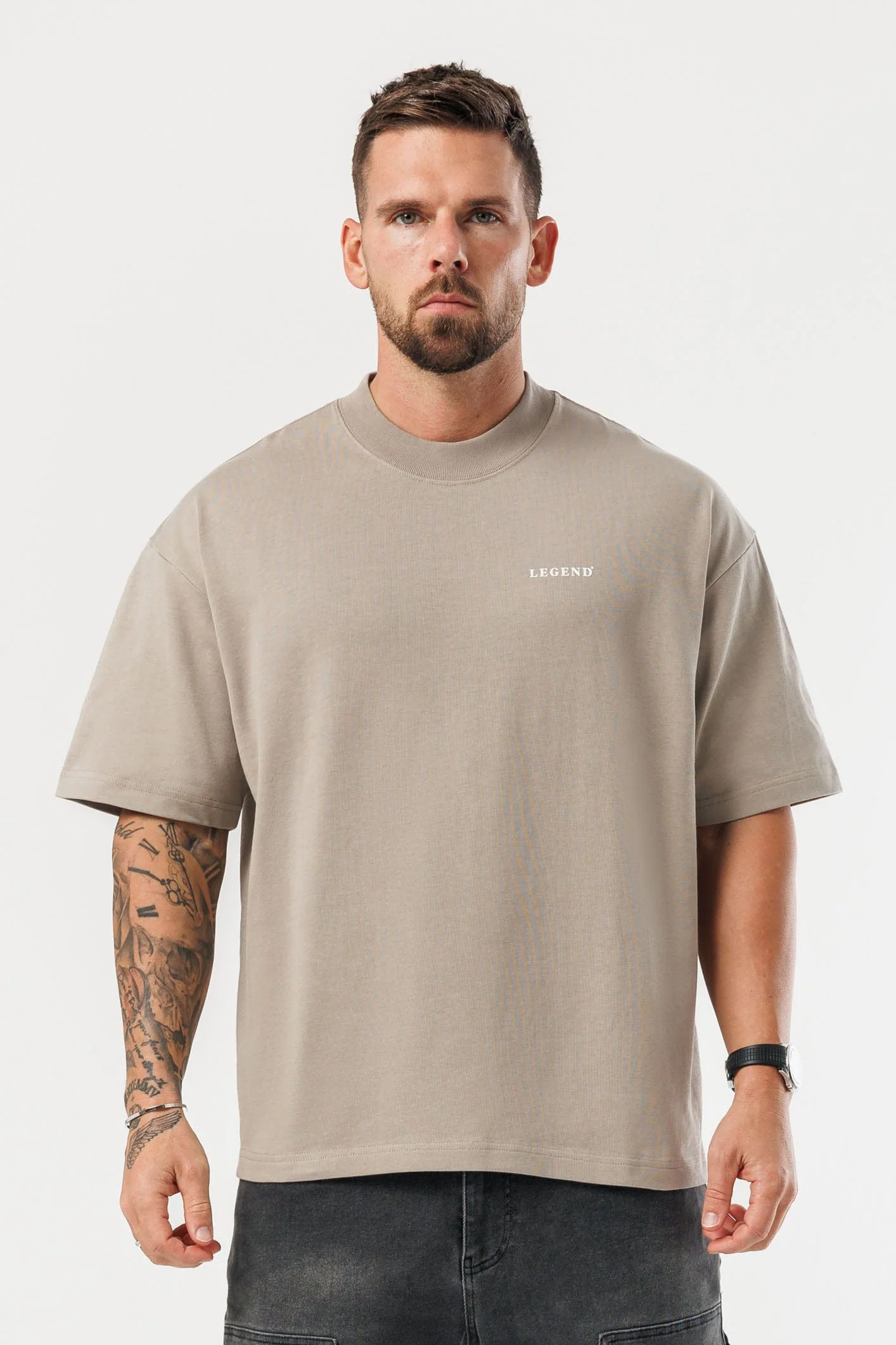 PRINT OVERSIZED T-SHIRT - VINTAGE KHAKI - Image 7