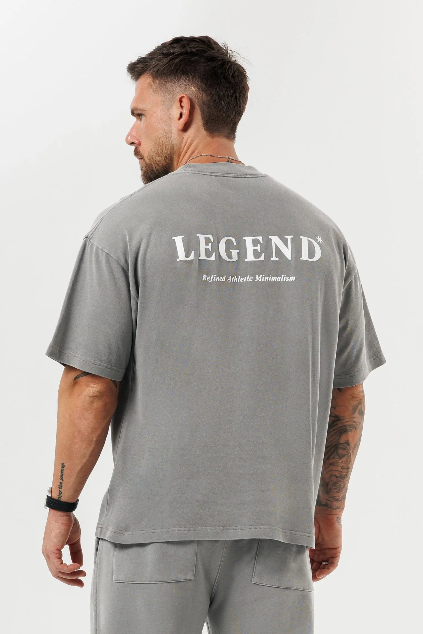 PRINT OVERSIZED T-SHIRT - WASHED GREY