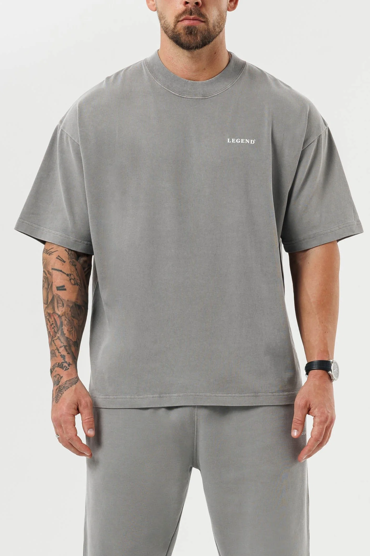 PRINT OVERSIZED T-SHIRT - WASHED GREY - Image 2