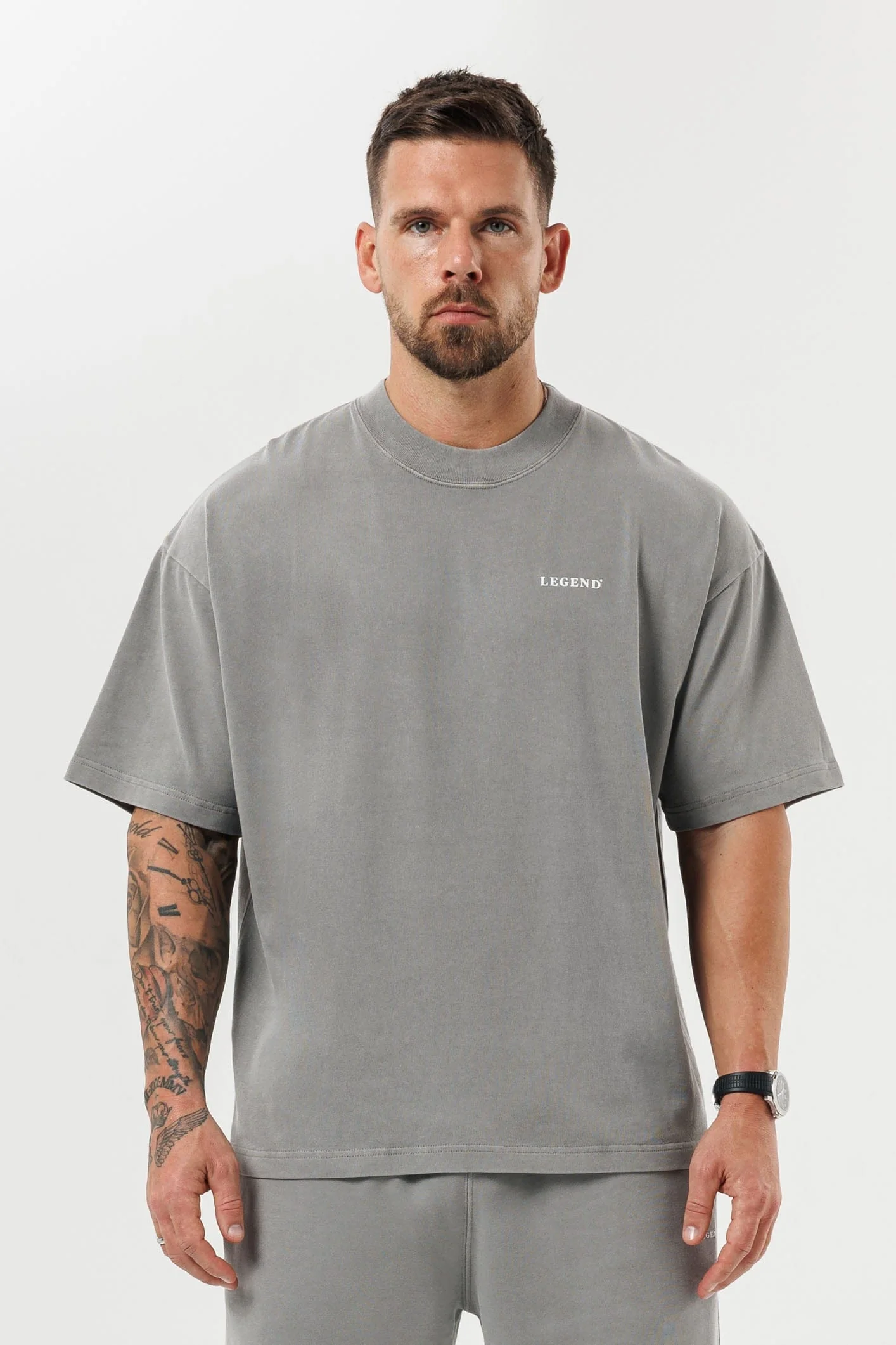 PRINT OVERSIZED T-SHIRT - WASHED GREY - Image 3