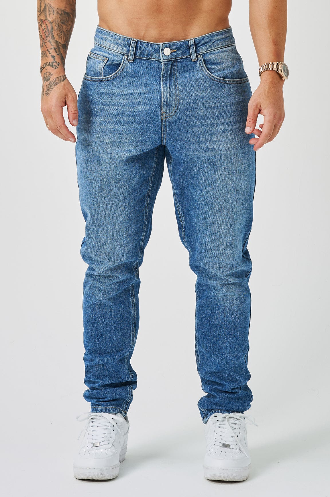 REGULAR FIT JEANS - MID BLUE WASH - Image 3
