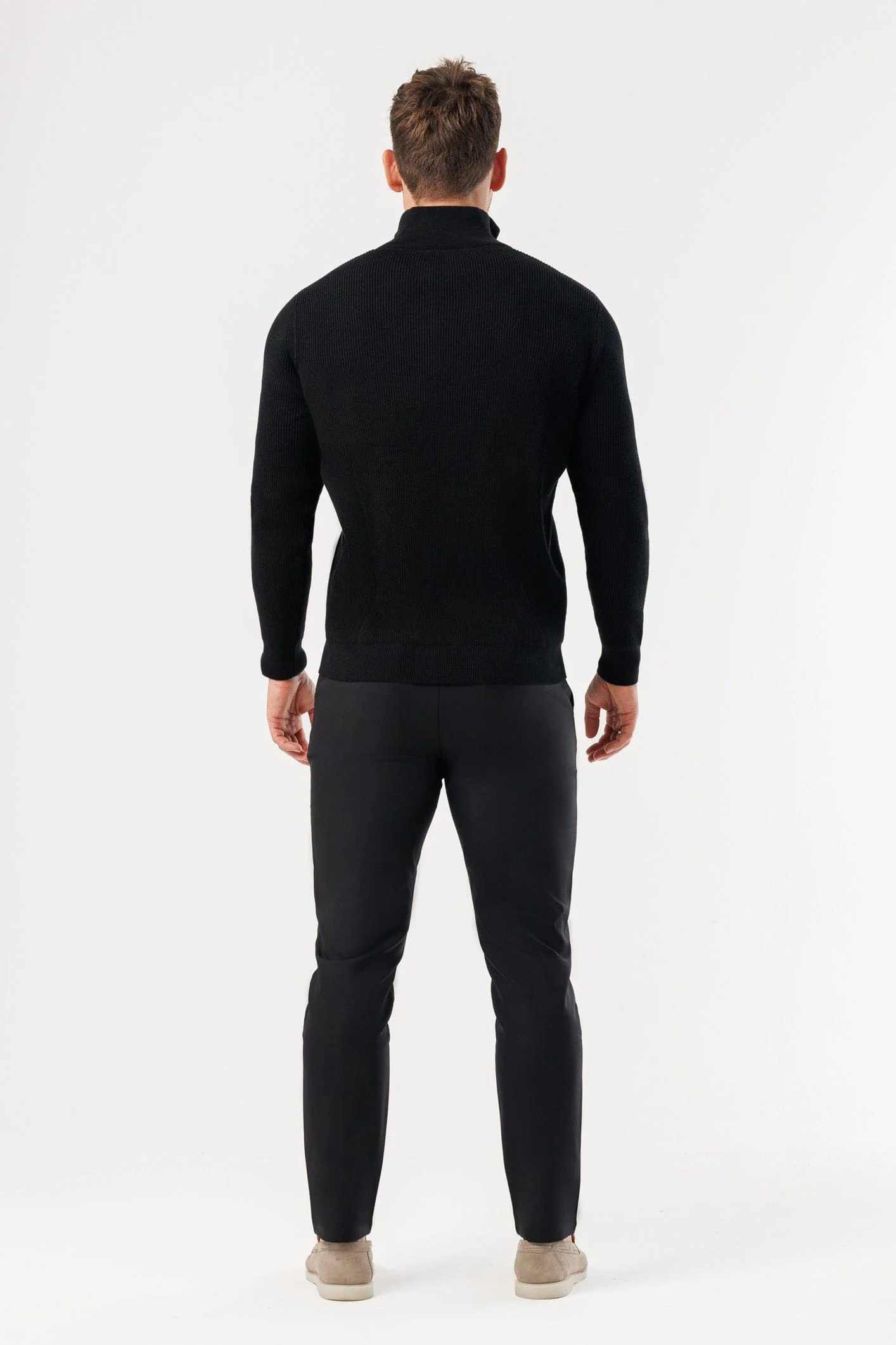 RIDGE KNIT QUARTER ZIP - BLACK - Image 11