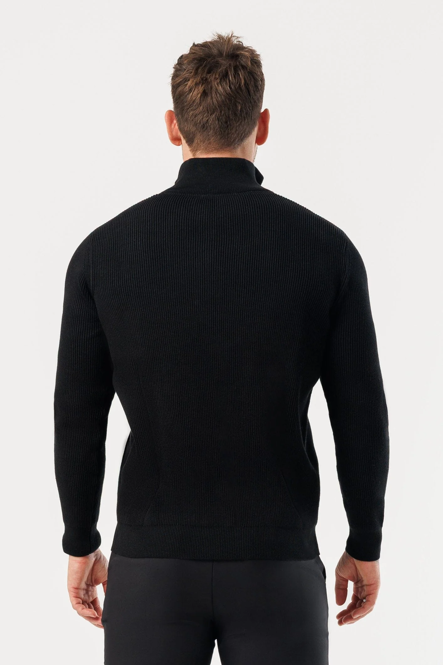 RIDGE KNIT QUARTER ZIP - BLACK - Image 7