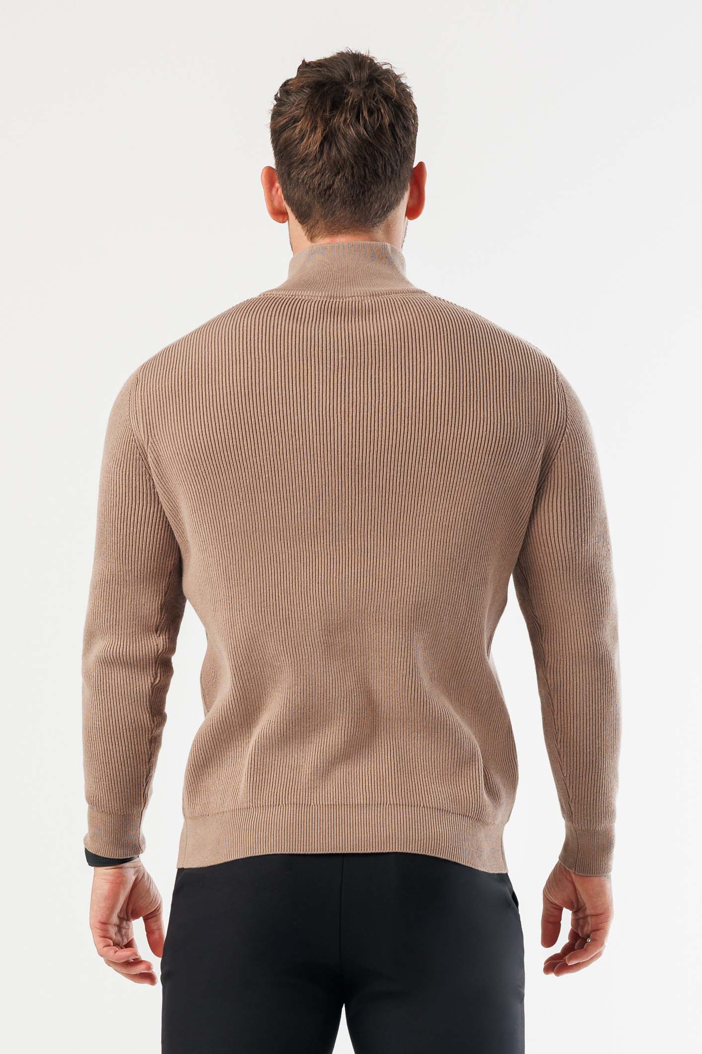 RIDGE KNIT QUARTER ZIP - BROWN - Image 5