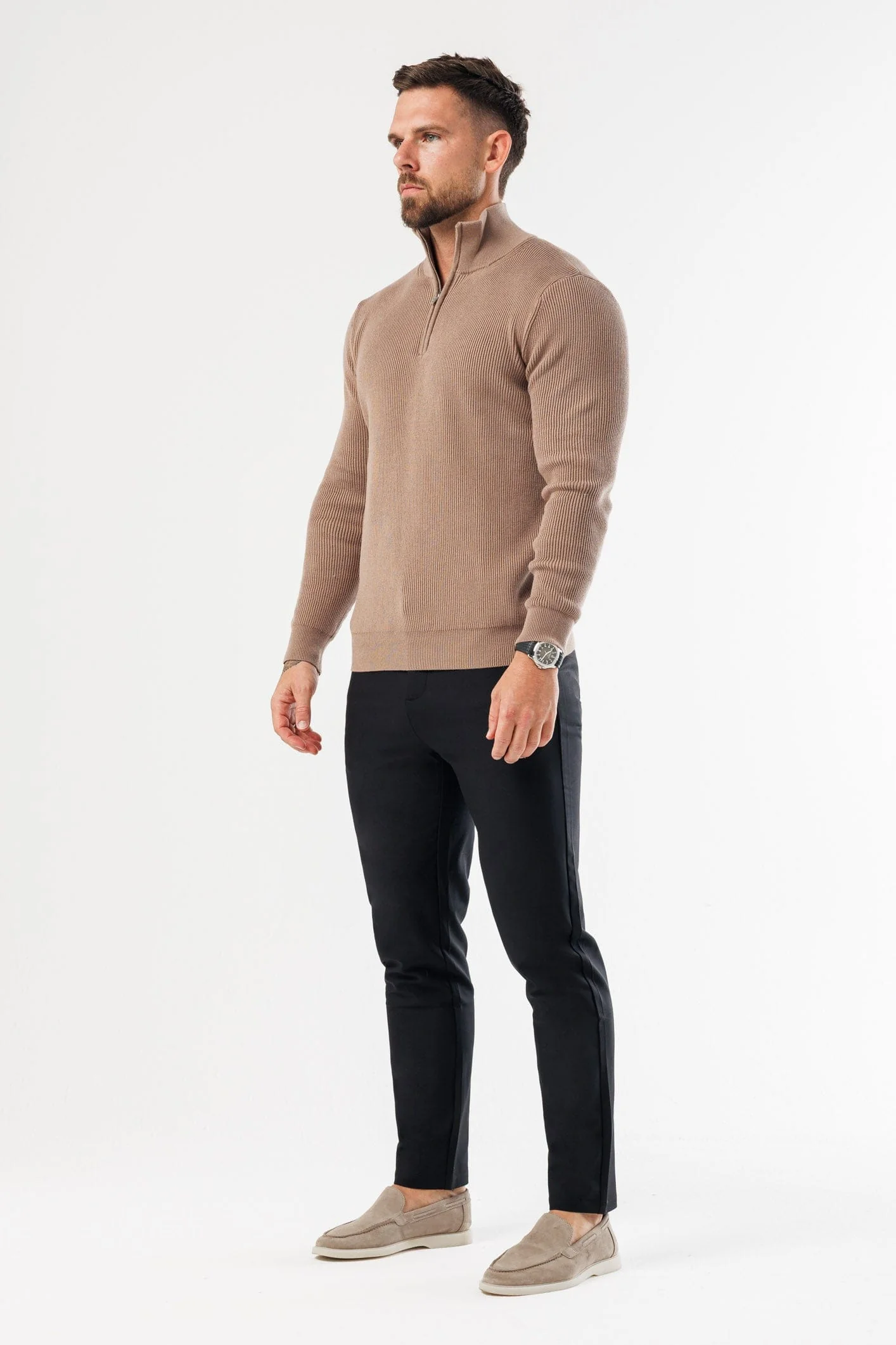 RIDGE KNIT QUARTER ZIP - BROWN - Image 8