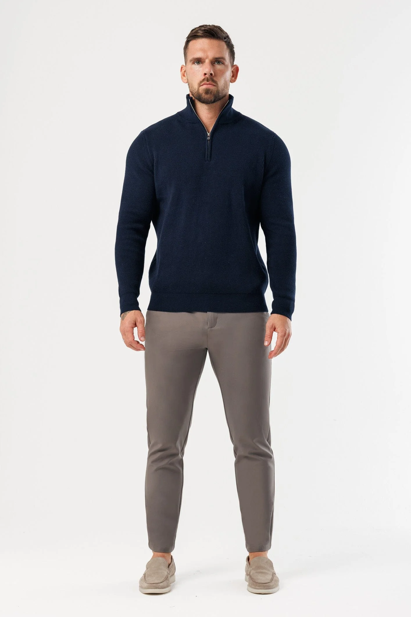 RIDGE KNIT QUARTER ZIP - NAVY - Image 6