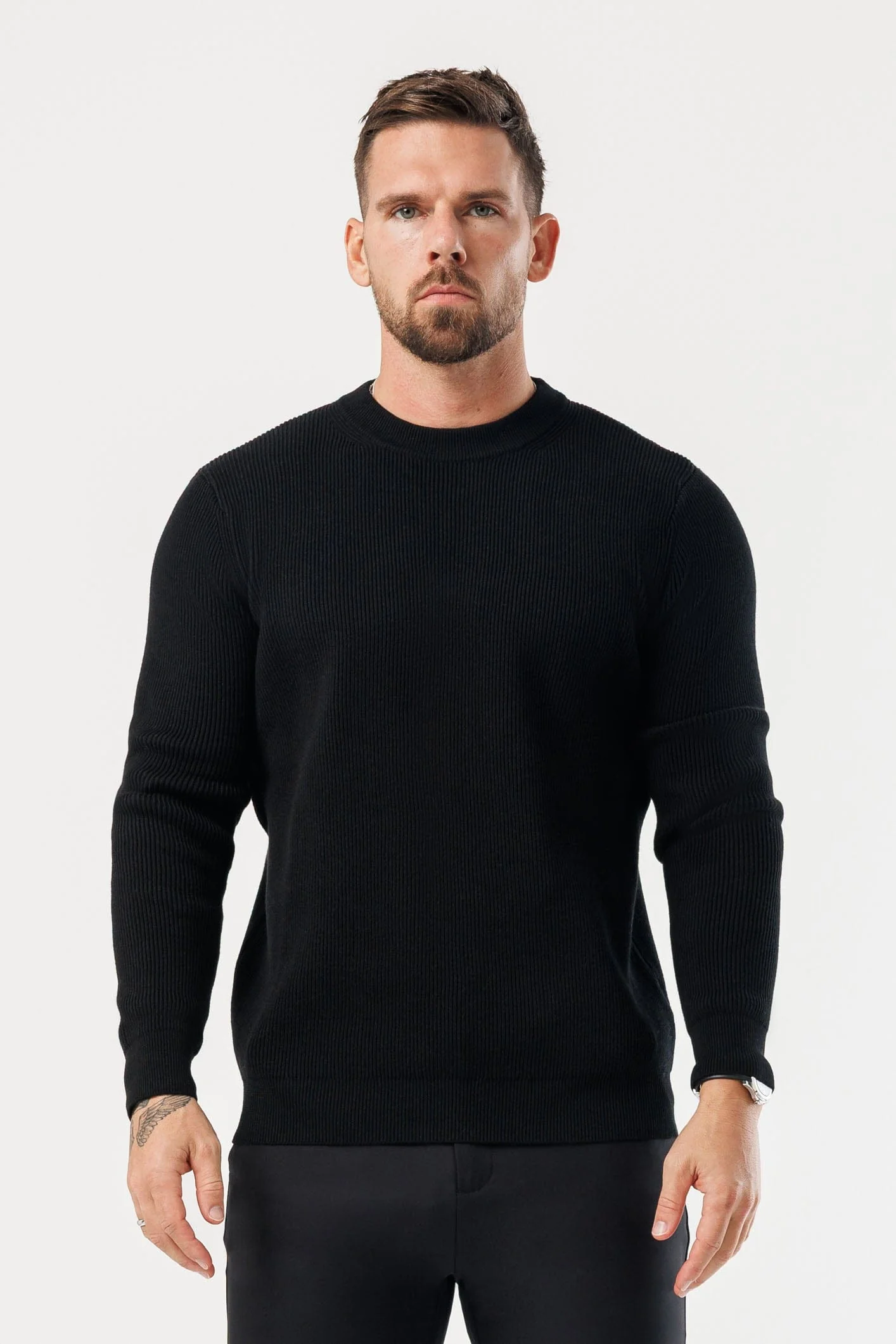 RIDGE KNIT SWEATER - BLACK - Image 2