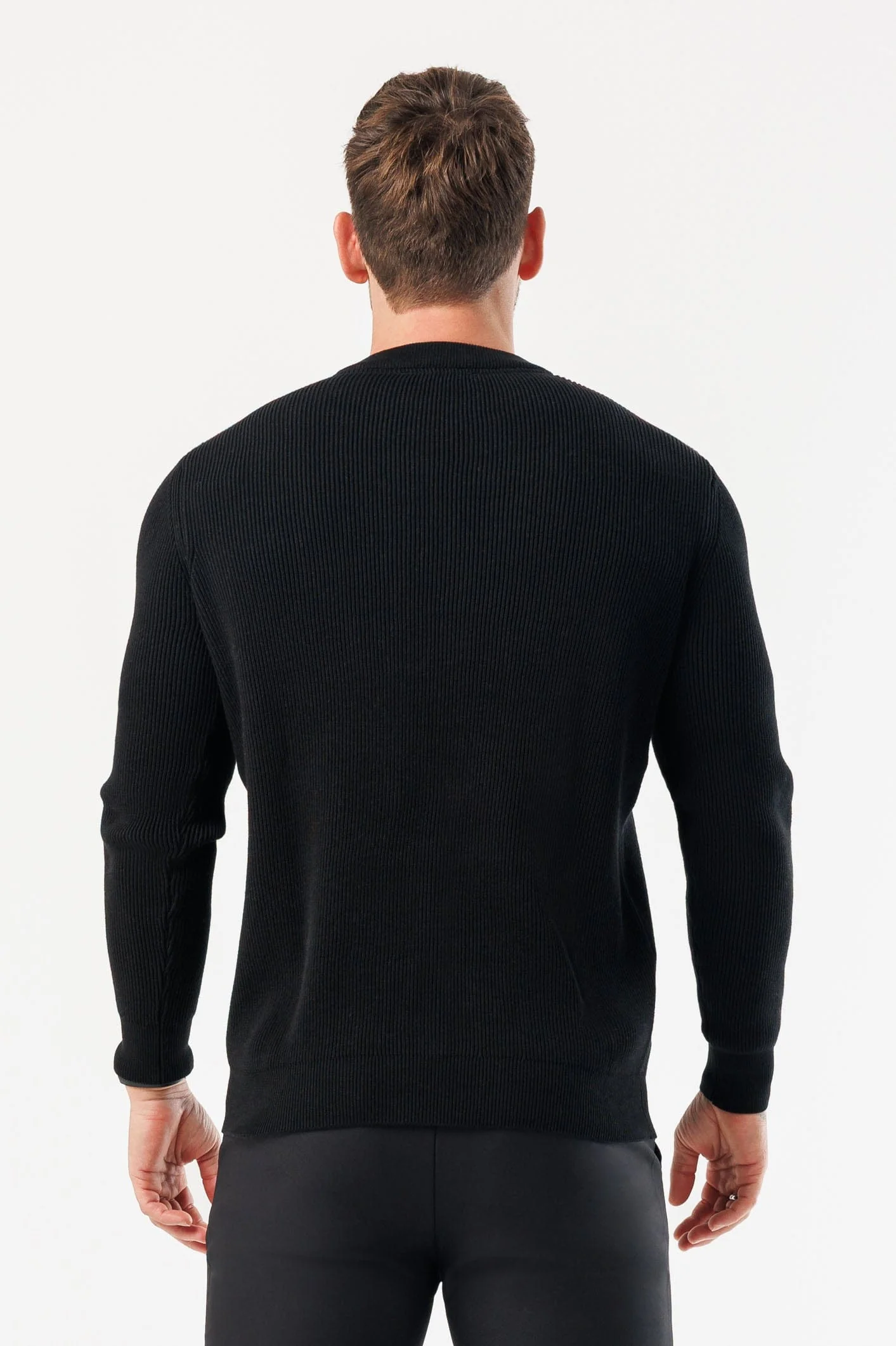 RIDGE KNIT SWEATER - BLACK - Image 5