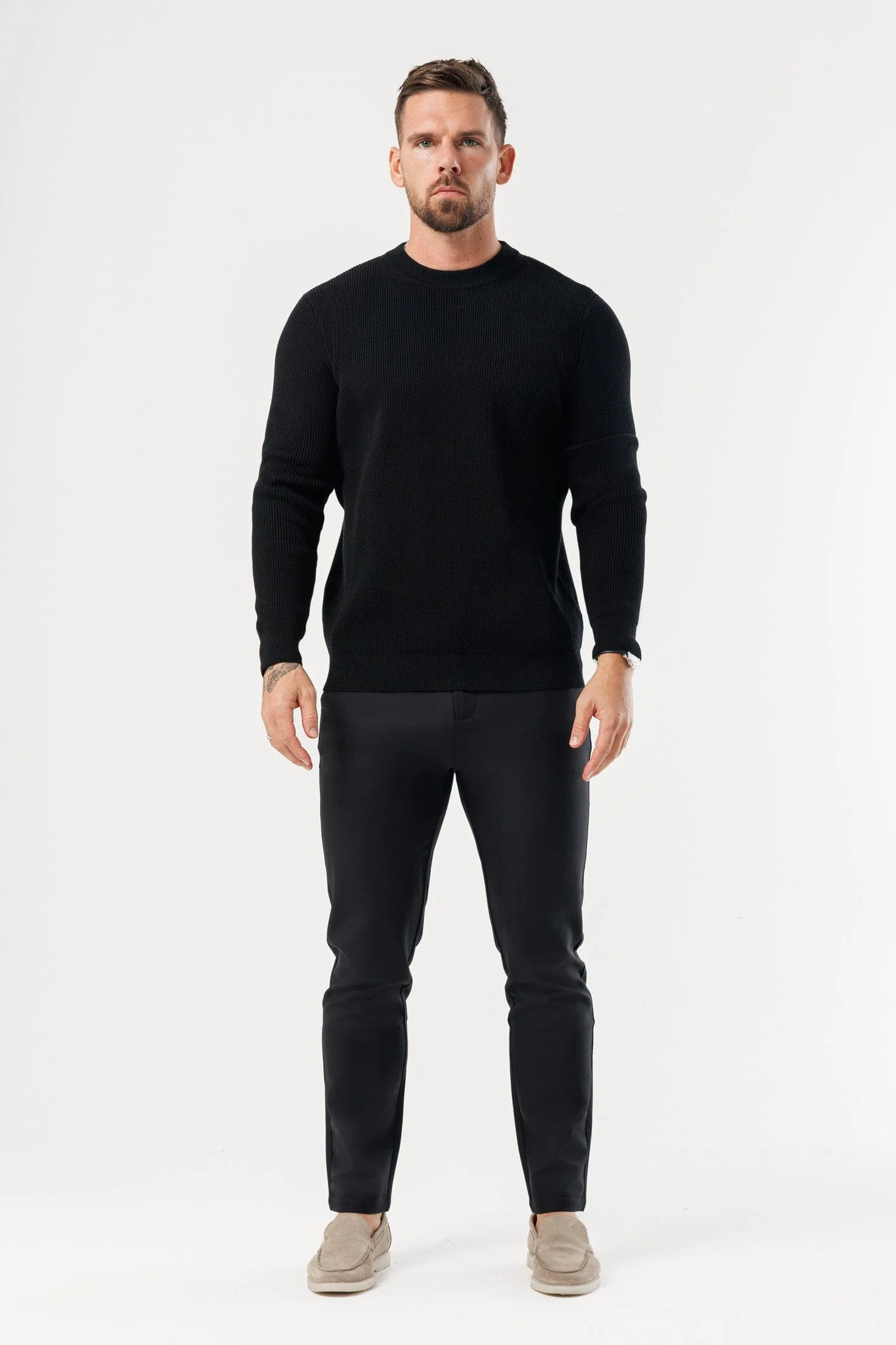 RIDGE KNIT SWEATER - BLACK - Image 6