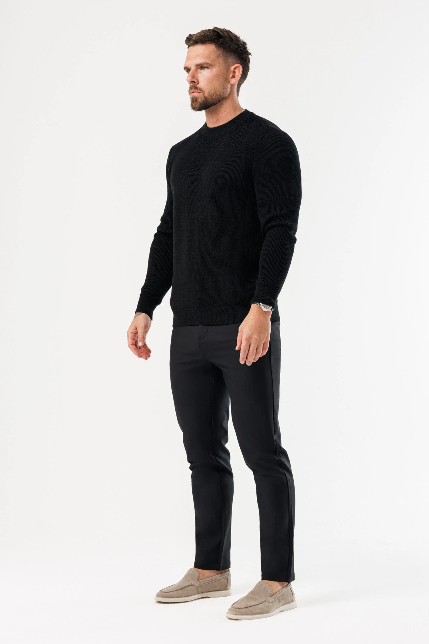 RIDGE KNIT SWEATER - BLACK - Image 8