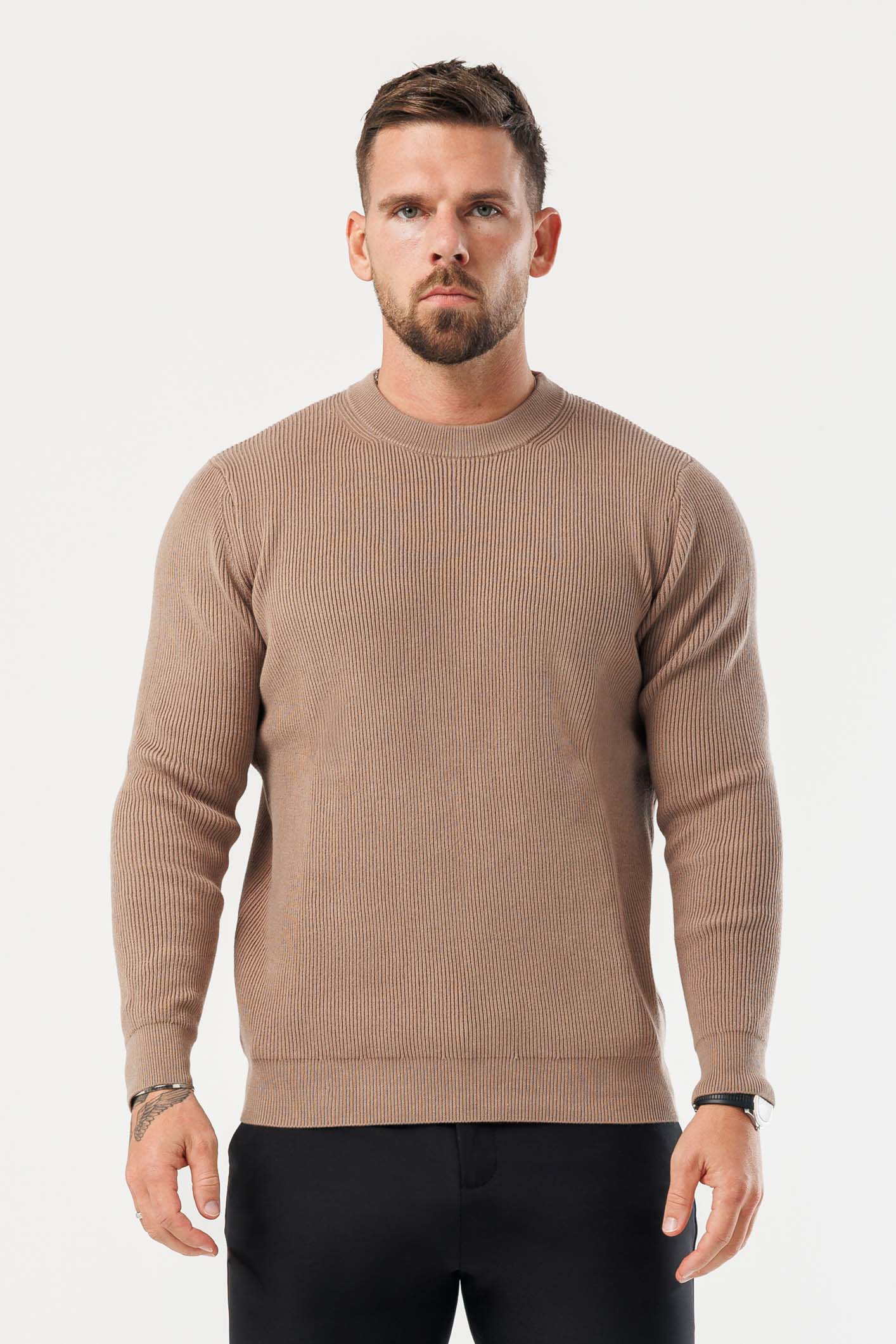 RIDGE KNIT SWEATER - BROWN - Image 2