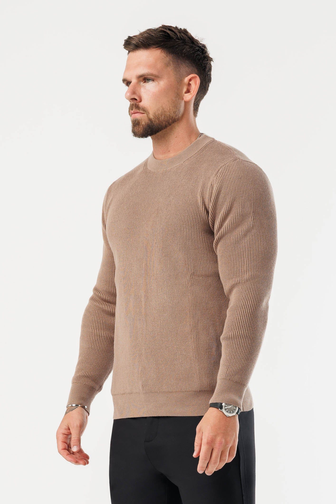 RIDGE KNIT SWEATER - BROWN - Image 4