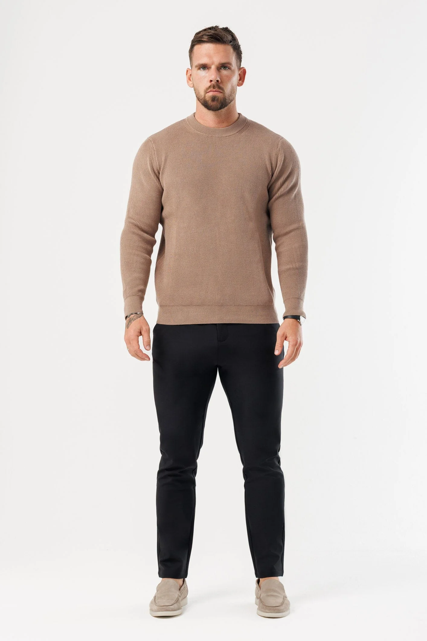 RIDGE KNIT SWEATER - BROWN - Image 6