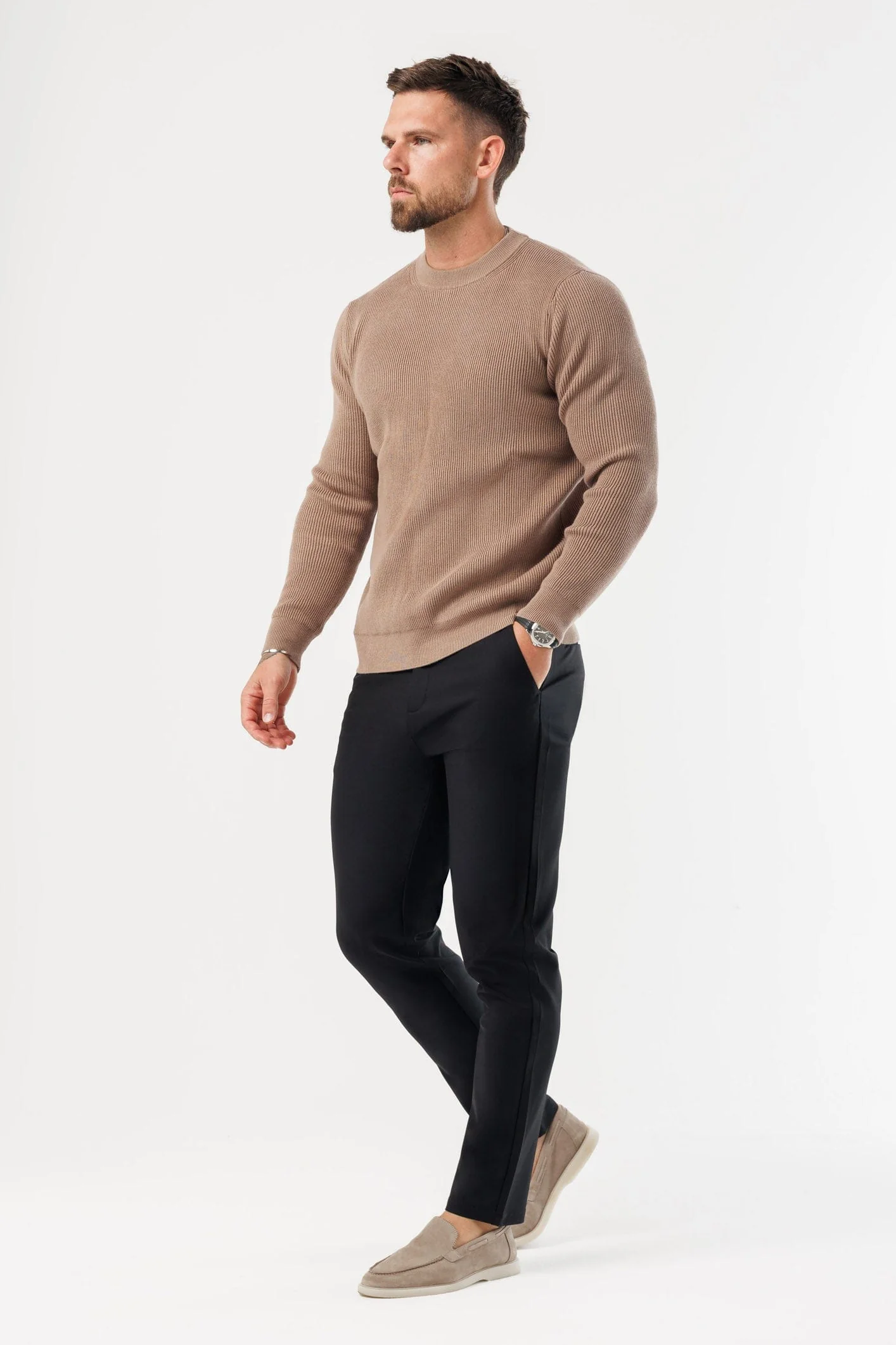 RIDGE KNIT SWEATER - BROWN - Image 7