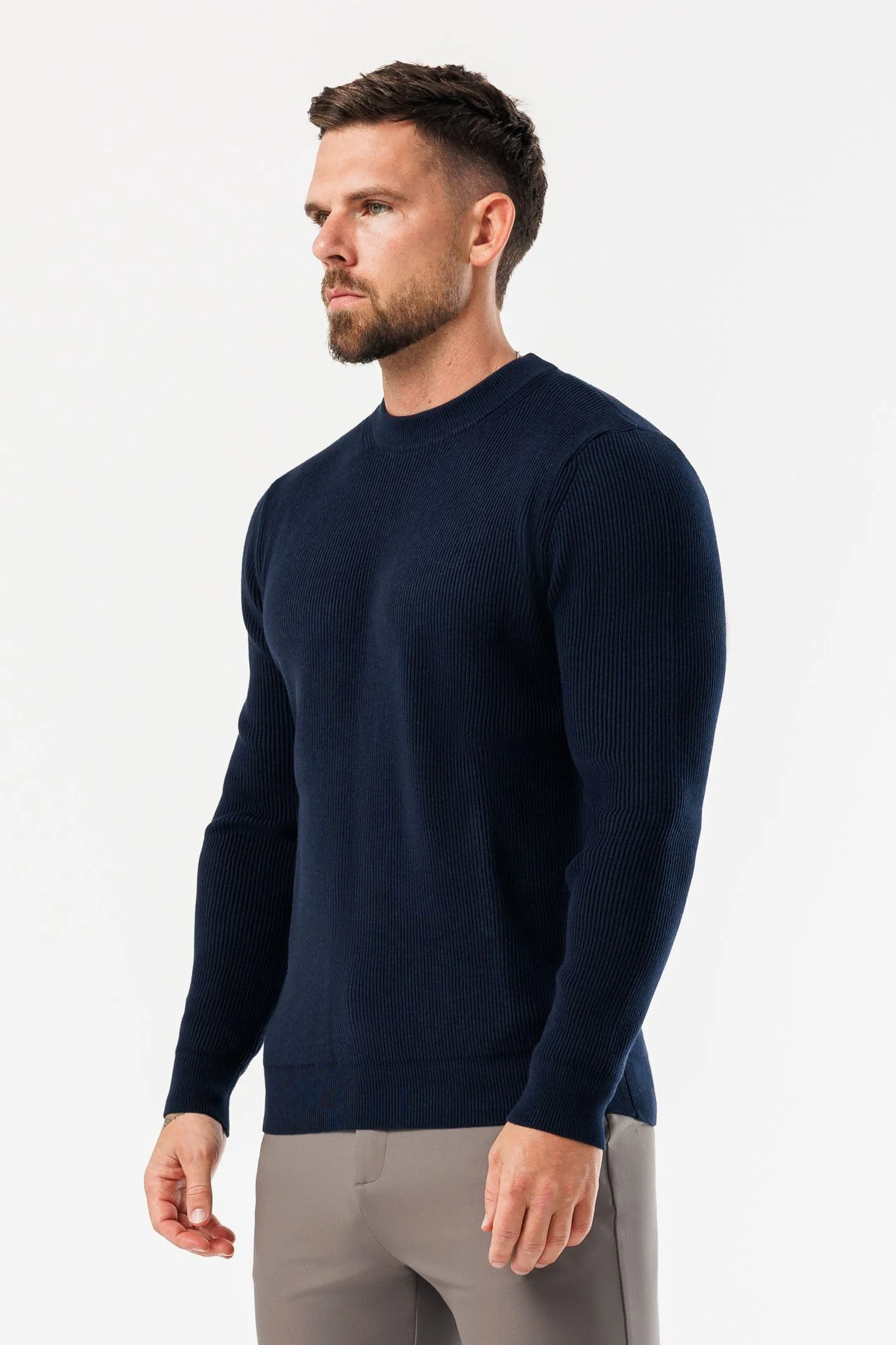 RIDGE KNIT SWEATER - NAVY - Image 4