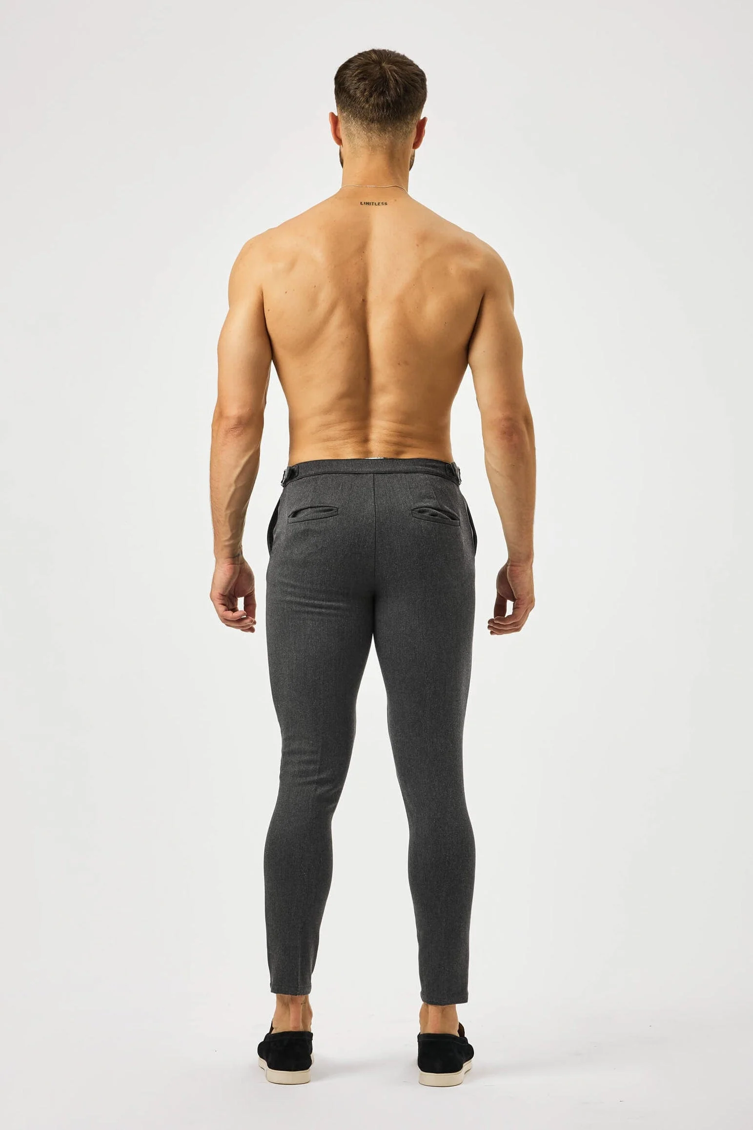 PLAIN STRETCH TROUSER W/SIDE CINCH - SLATE GREY - Image 5