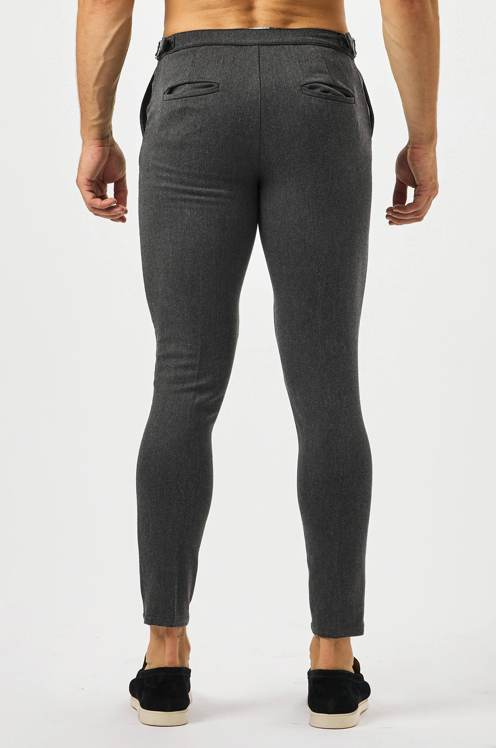 PLAIN STRETCH TROUSER W/SIDE CINCH - SLATE GREY - Image 8