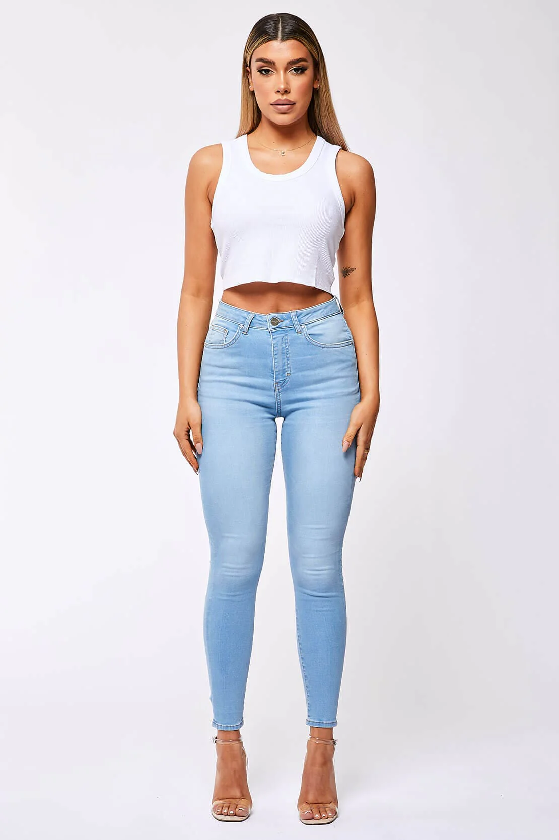 SKINNY JEANS - WASHED PALE BLUE