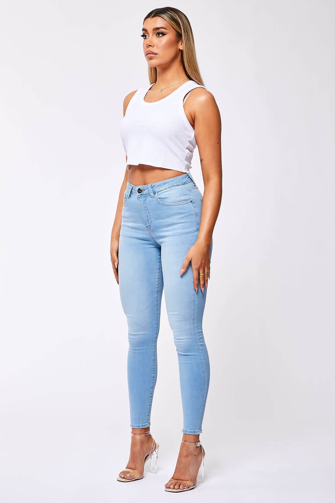 SKINNY JEANS - WASHED PALE BLUE - Image 3