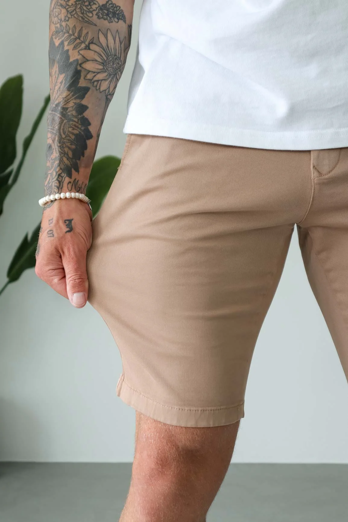 slim chino short -Beige - Image 2