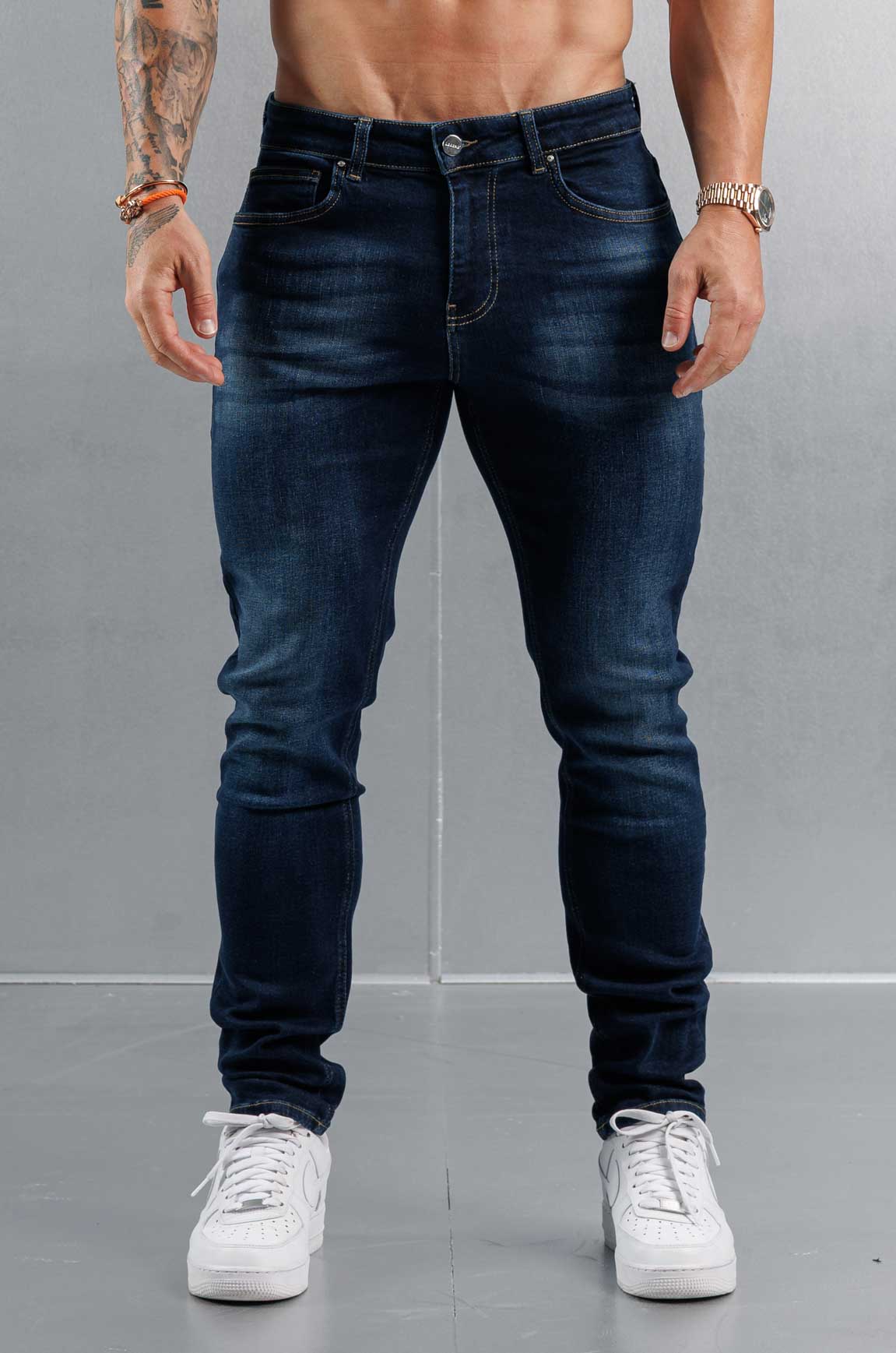 SLIM FIT JEANS 2.0 - WASHED DARK BLUE - Image 3