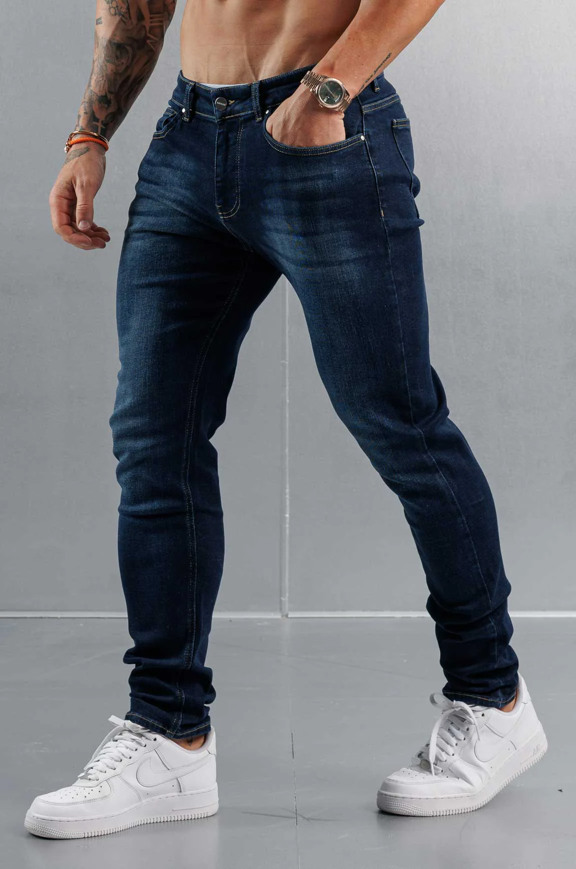 SLIM FIT JEANS 2.0 - WASHED DARK BLUE - Image 9