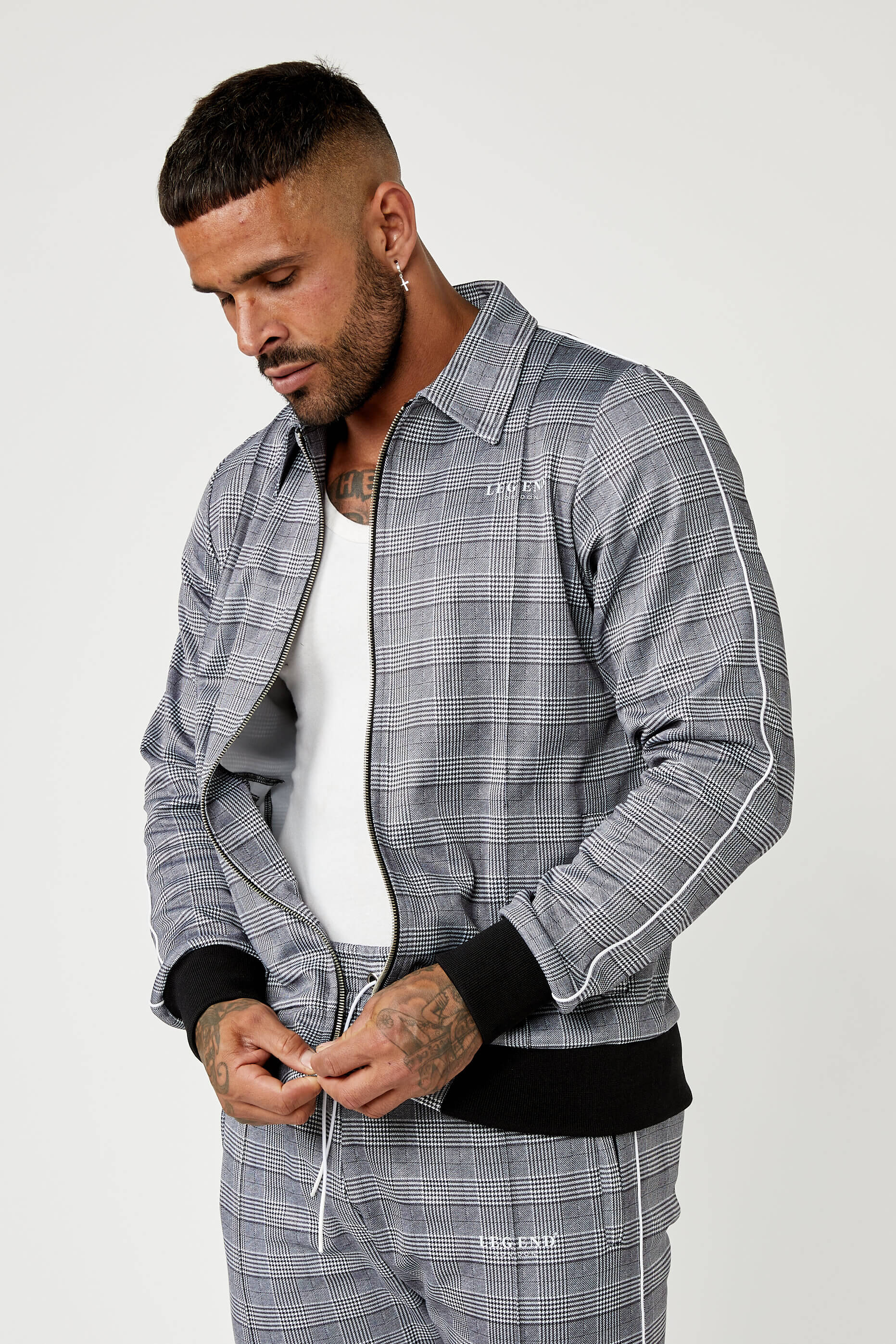 SMART TRACK JACKET IN CHECK - GREY - Image 2